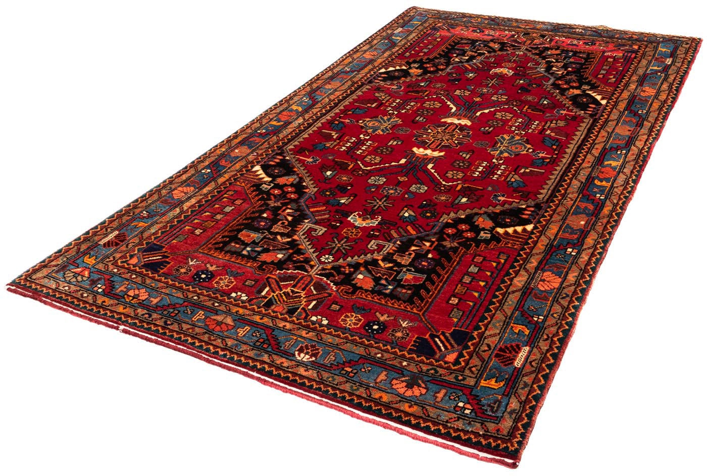 Wollteppich „Shiraz Medaillon 272 x 183 cm“, rechteckig, Unikat mit Zertifikat Dunkelrot 1 mm B/L: 183 cm x 272 cm – 1 mm