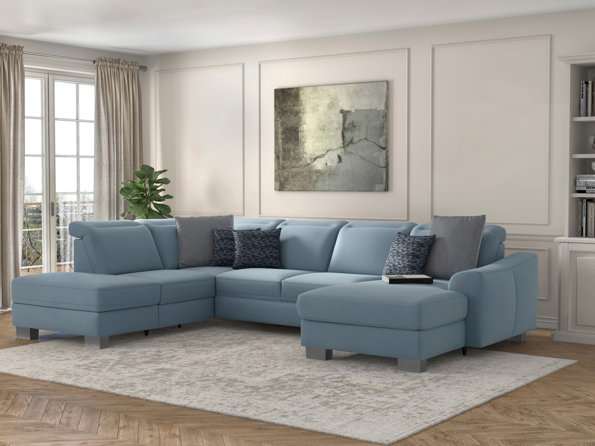 sit&more Wohnlandschaft »Dundee U-Form« mit Federkern und Edelstahlfüßen, w günstig online kaufen