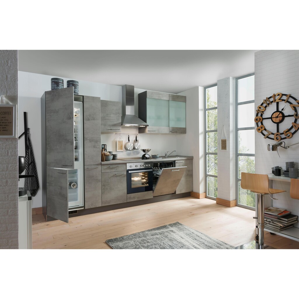 Express Küchen Küchenzeile »Trea«, vormontiert, mit Vollauszug und Soft-Close-Funktion, Breite 310 cm