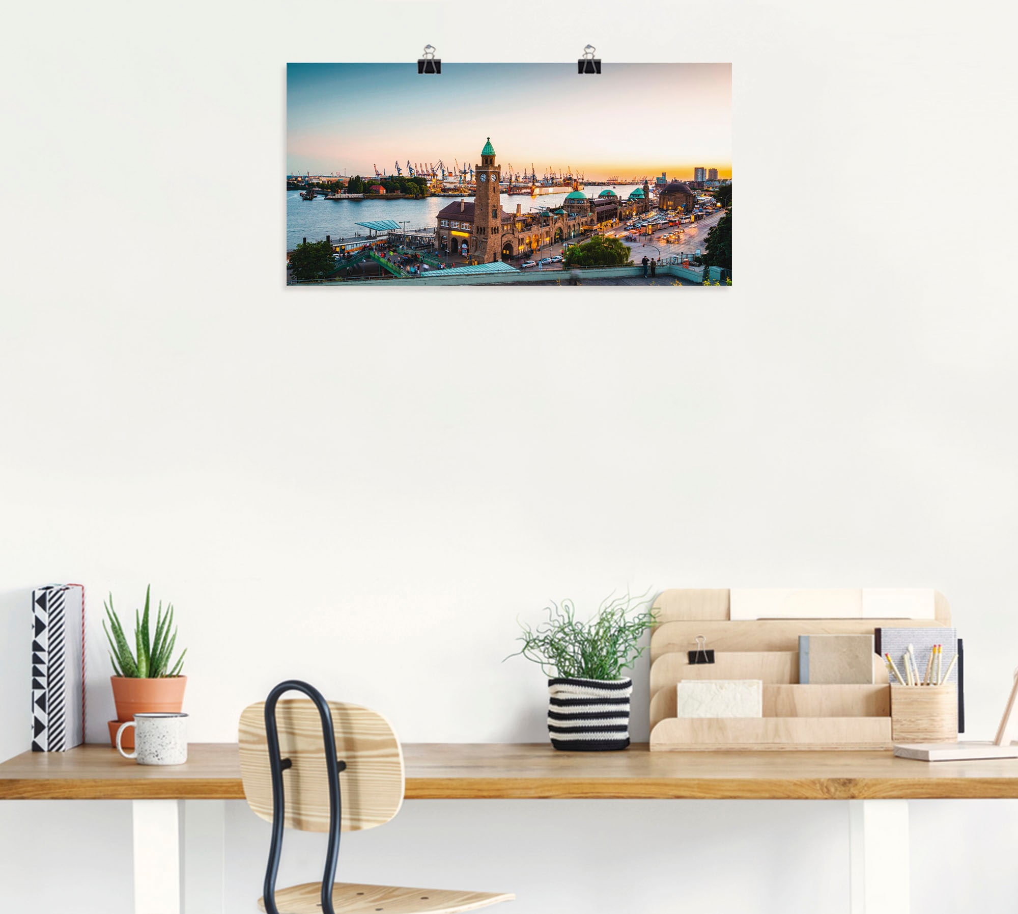 Artland Wandbild »Hamburg Hafen und Landungsbrücken« Deutschland 1 Stk. tlg. als Alubild, Leinwandbild, Poster in verschied. Größen