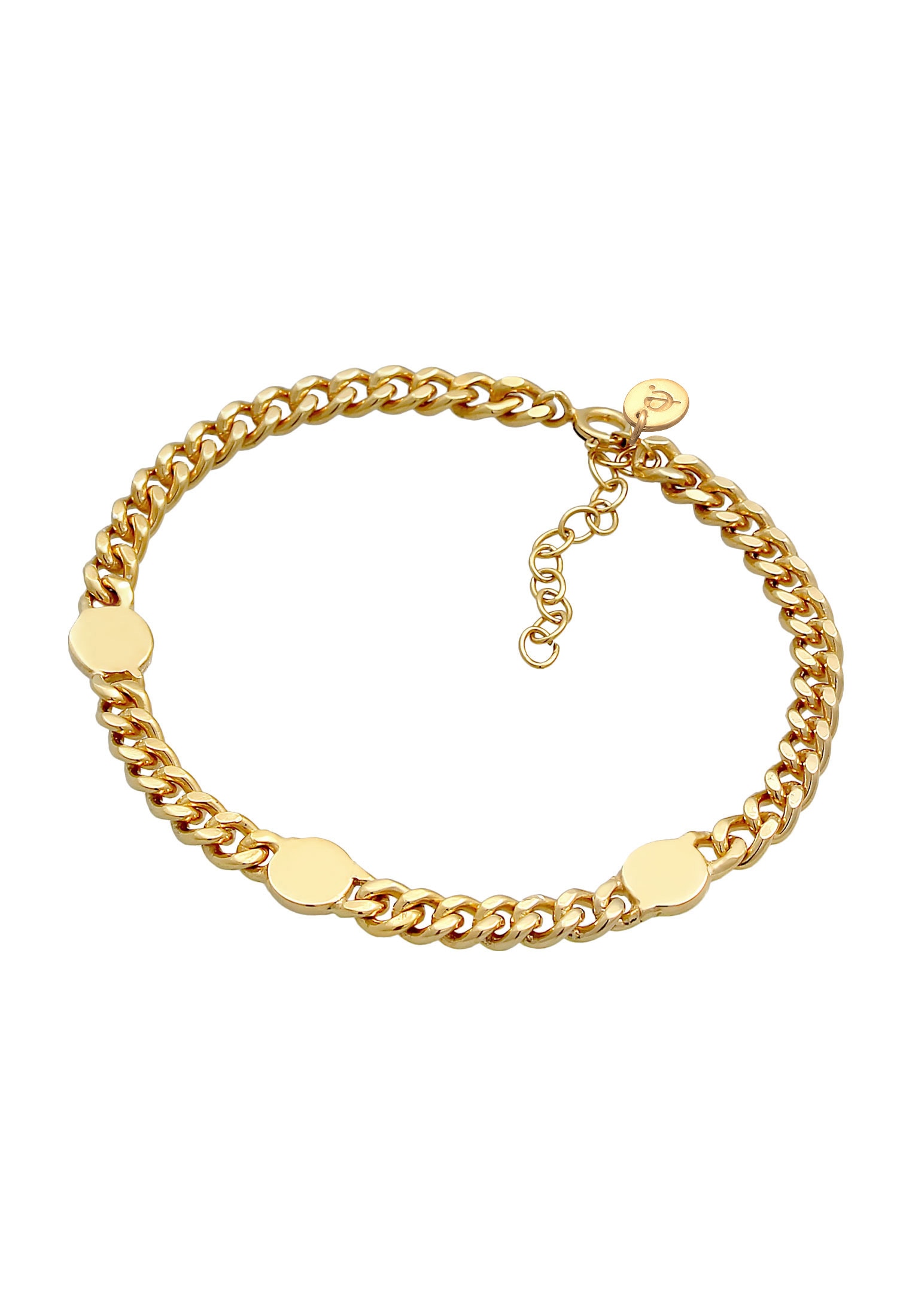 Elli Premium Armband »Panzerkette Chunky Chain Plättchen Disc 925 Silber«