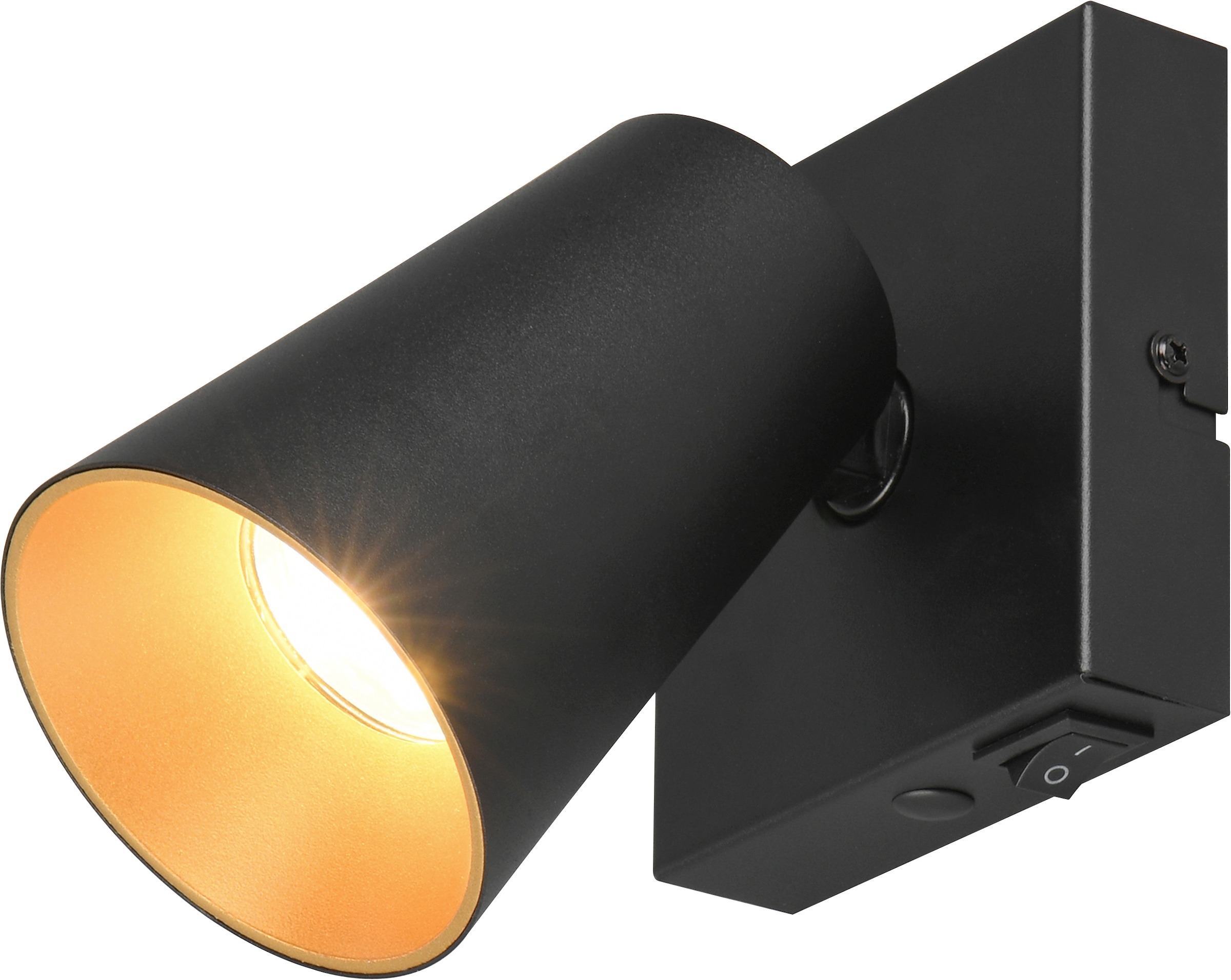 TRIO Leuchten Wandstrahler »SHARP, Spot 1-flammig exkl 1x GU10 max 10W schwenkbar & drehbar« GU10 1 Stk. warmweiß - kaltweiß Schirm innen gold, Kippschalter, Spot für Wandmontage + Deckenmontage