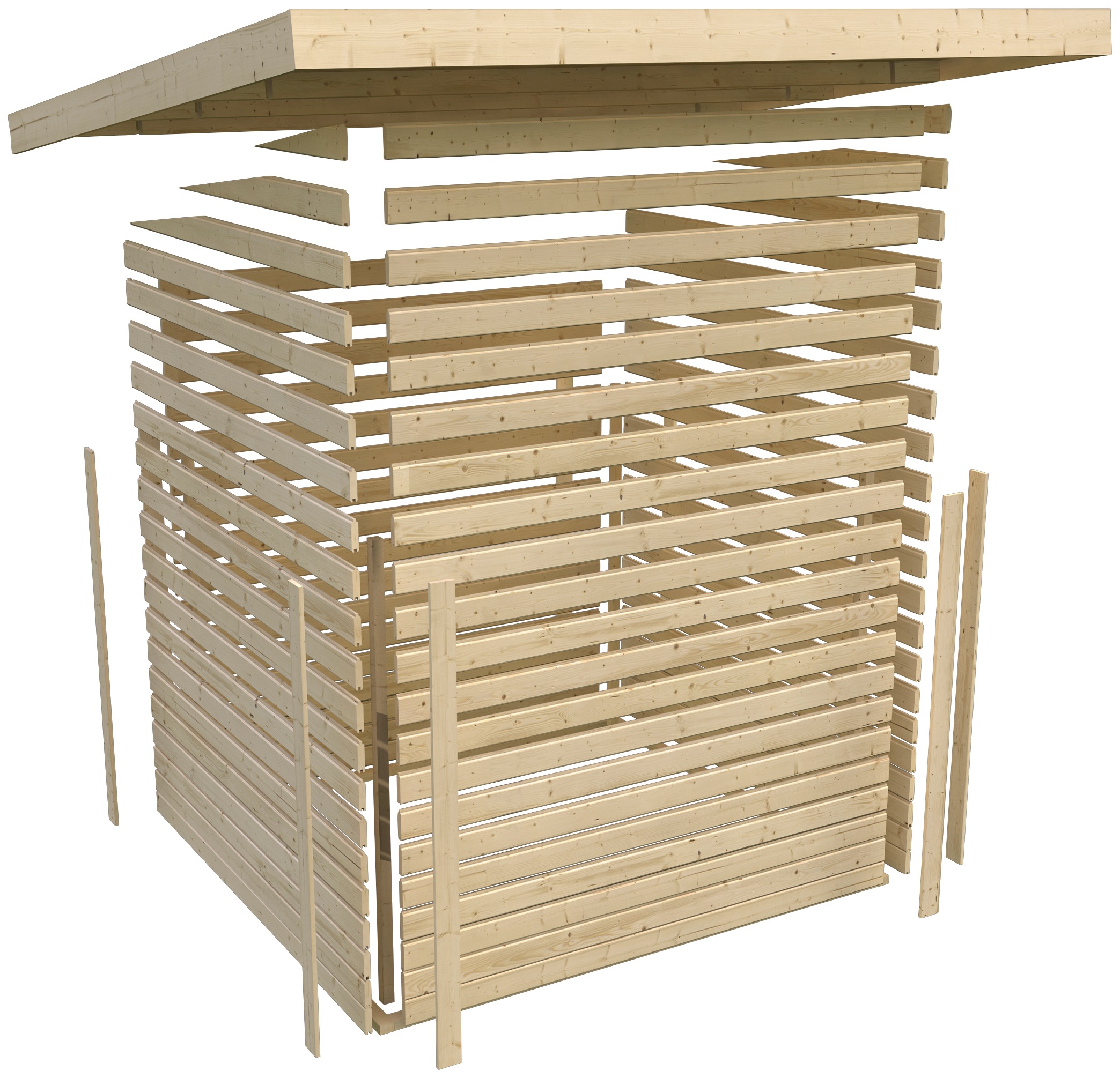 Karibu Gartenhaus »"Arnis 5" SET anthrazit mit Anbaudach 2,80 m Breite« aus hochwertiger nordischer Fichte