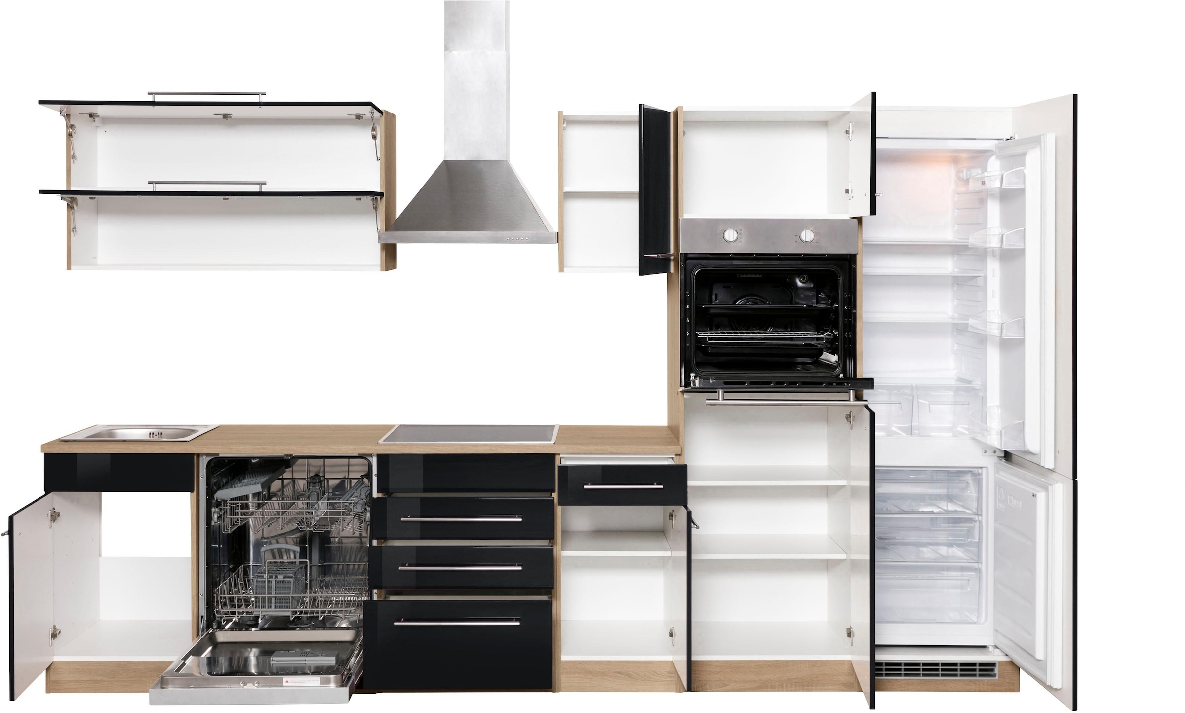 KOCHSTATION Küchenzeile »KS-Eton«, mit E-Geräten, Breite 330 cm