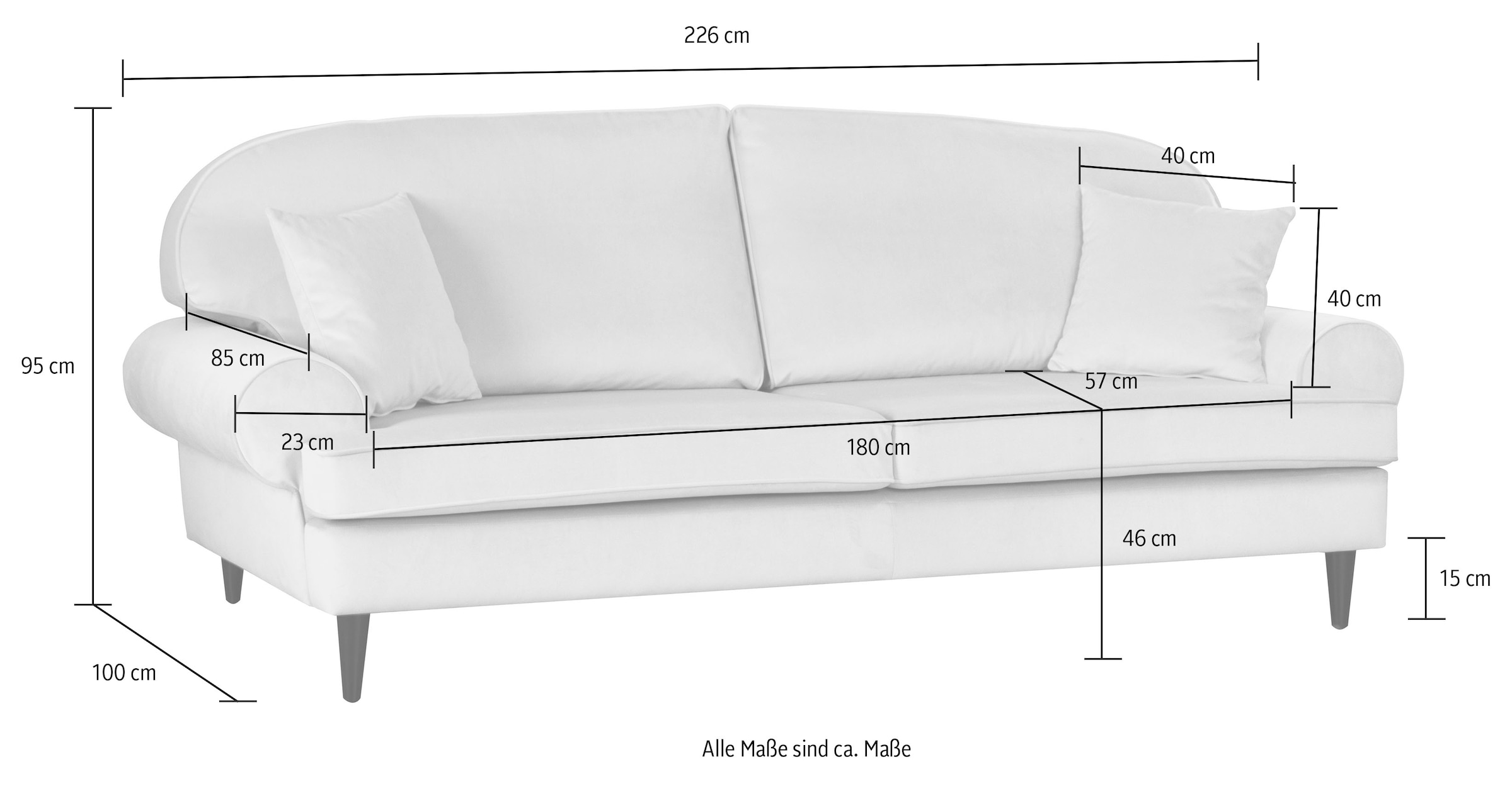 Home affaire 3-Sitzer »Vitreux«, auch im Bouclébezug, incl. Zierkissen