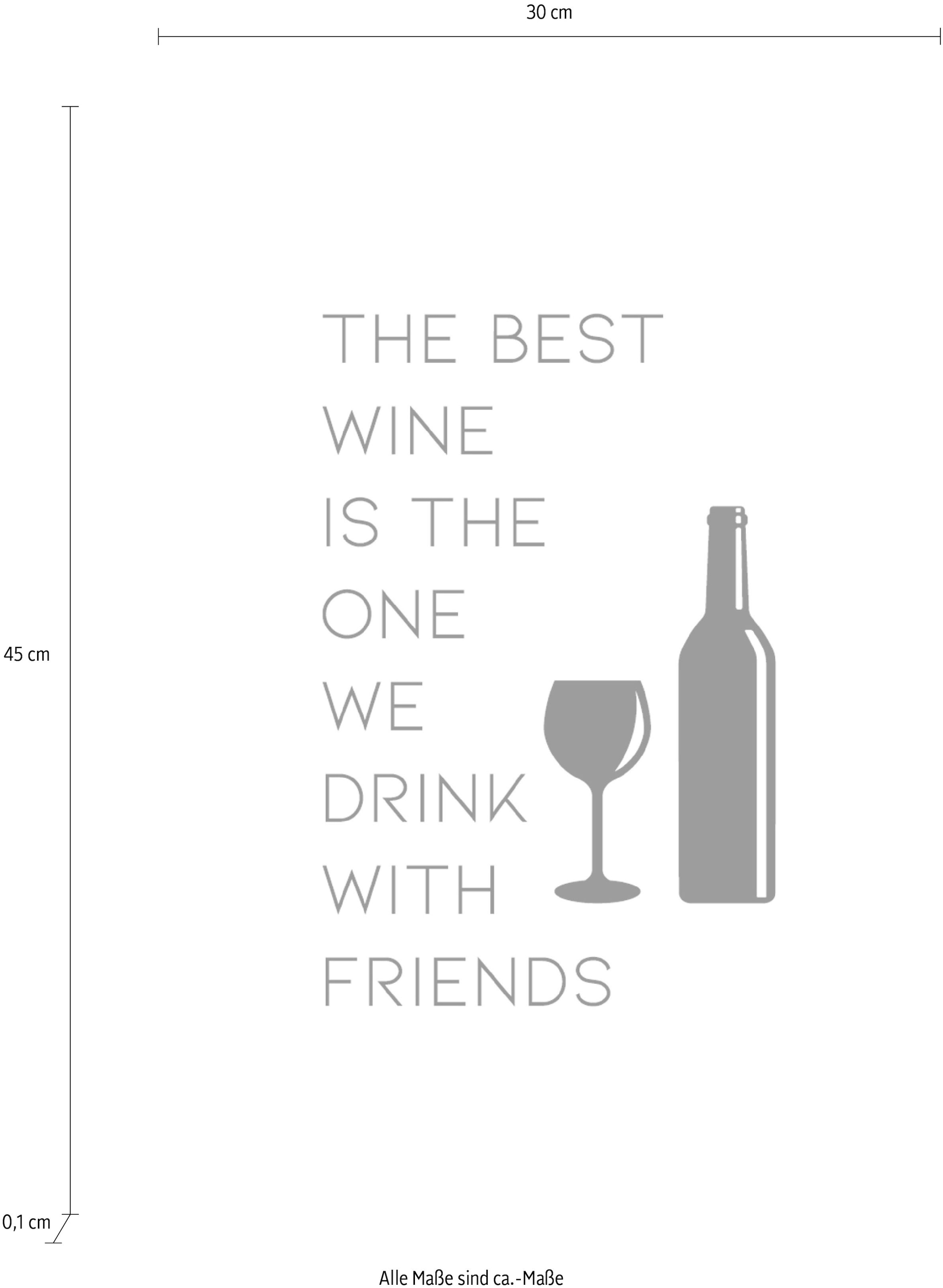 queence Wanddekoobjekt »Wine«, Stahlschild, Blechschild, Spruch, Witzig, Wanddeko, retro, 20x30cm
