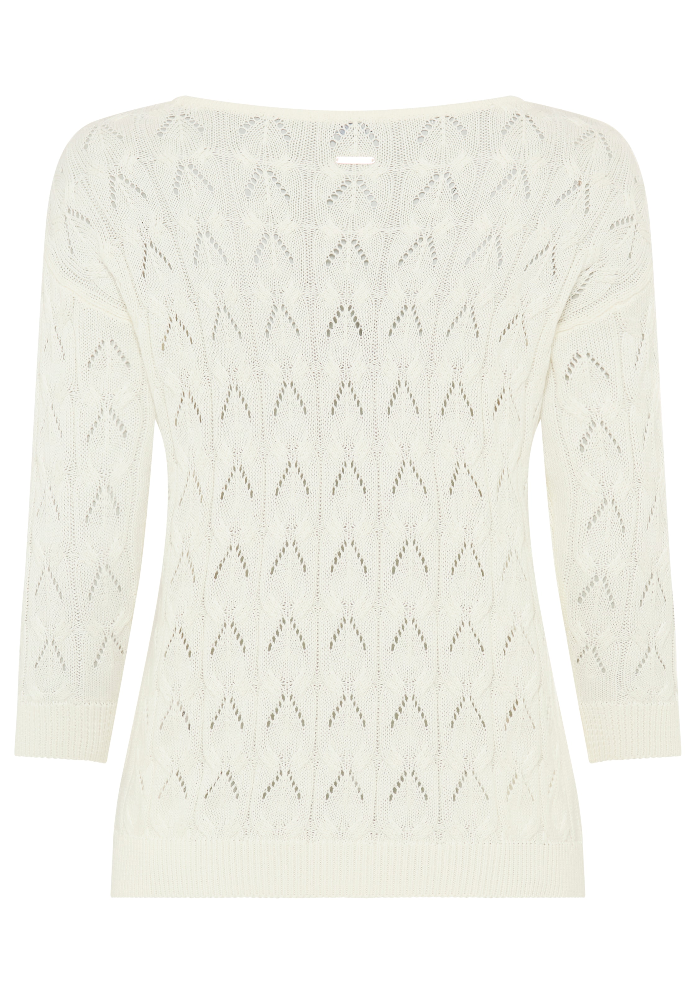 Laura Scott Ajourpullover mit femininen Lochmuster, 3/4 Ärmeln und U-Boot Ausschnitt