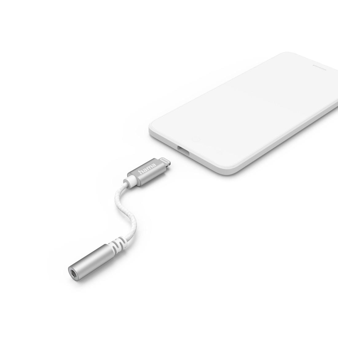 Hama Audio-Adapter »Aux-Adapter Lightning – 3,5-mm-Klinke-Buchse, Weiß«, Lightning zu 3,5-mm-Klinke