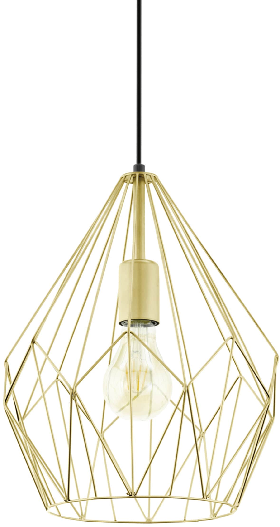 EGLO Pendelleuchte »CARLTON«, 1 flammig, Leuchtmittel E27 | ohne Leuchtmittel, Vintage Pendelleuchte, Retro Hängelampe in Gold matt, E27 Fassung