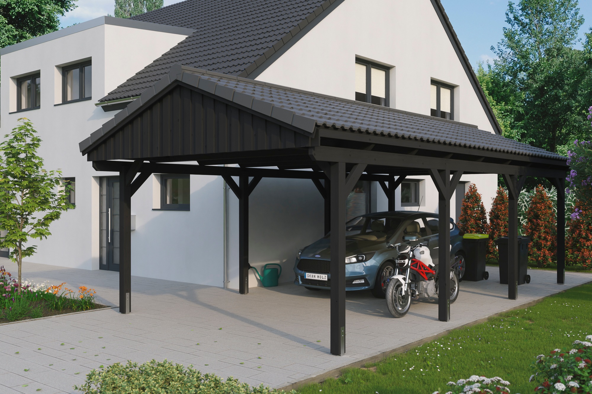 Skanholz Einzelcarport »Fichtelberg«, Holz, 379 cm, Anthrazit
