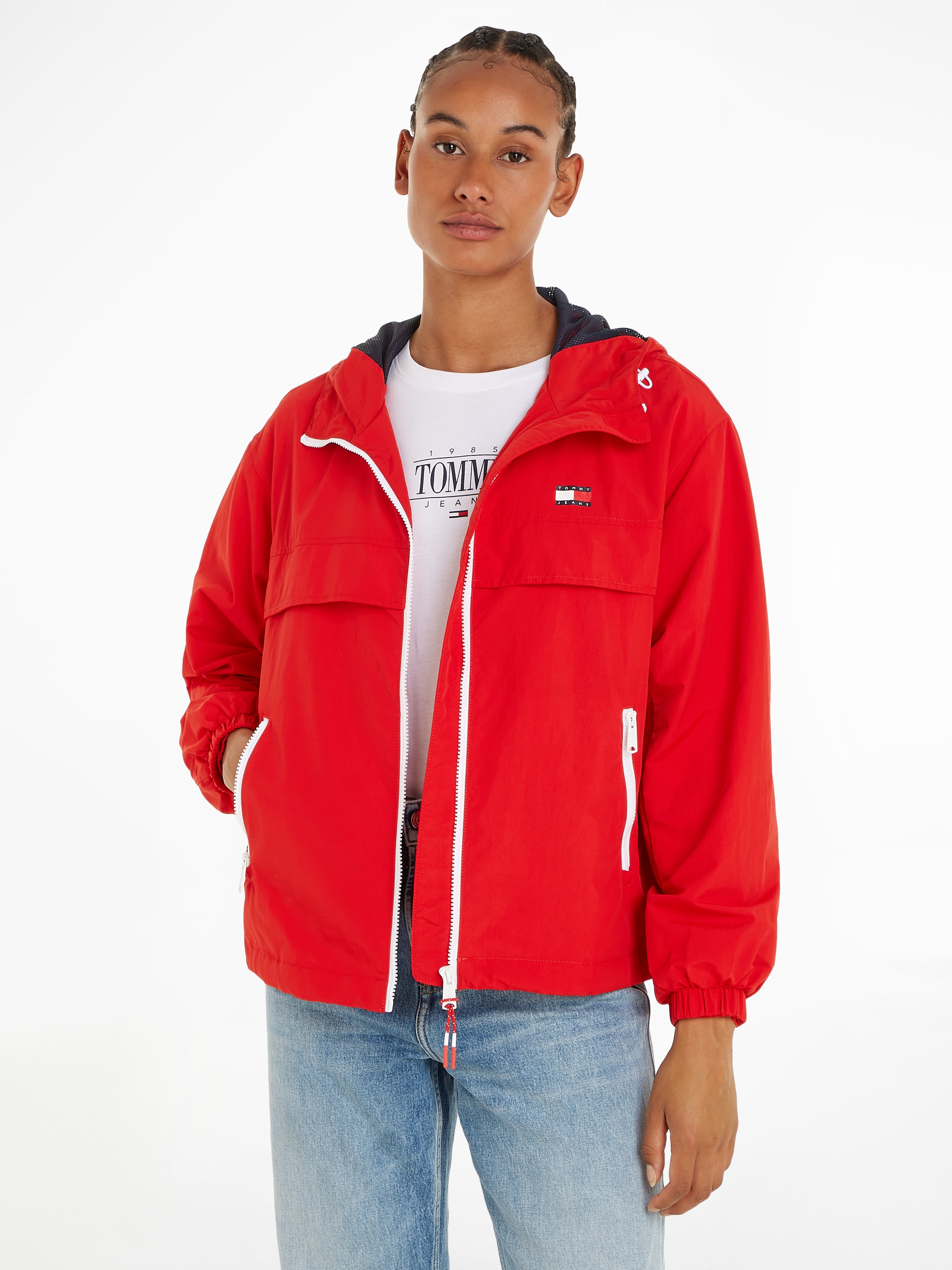 Tommy Jeans Windbreaker »TJW CHICAGO WINDBREAKER EXT«, mit Kapuze, mit kontrastfarbenen Reißverschlüssen