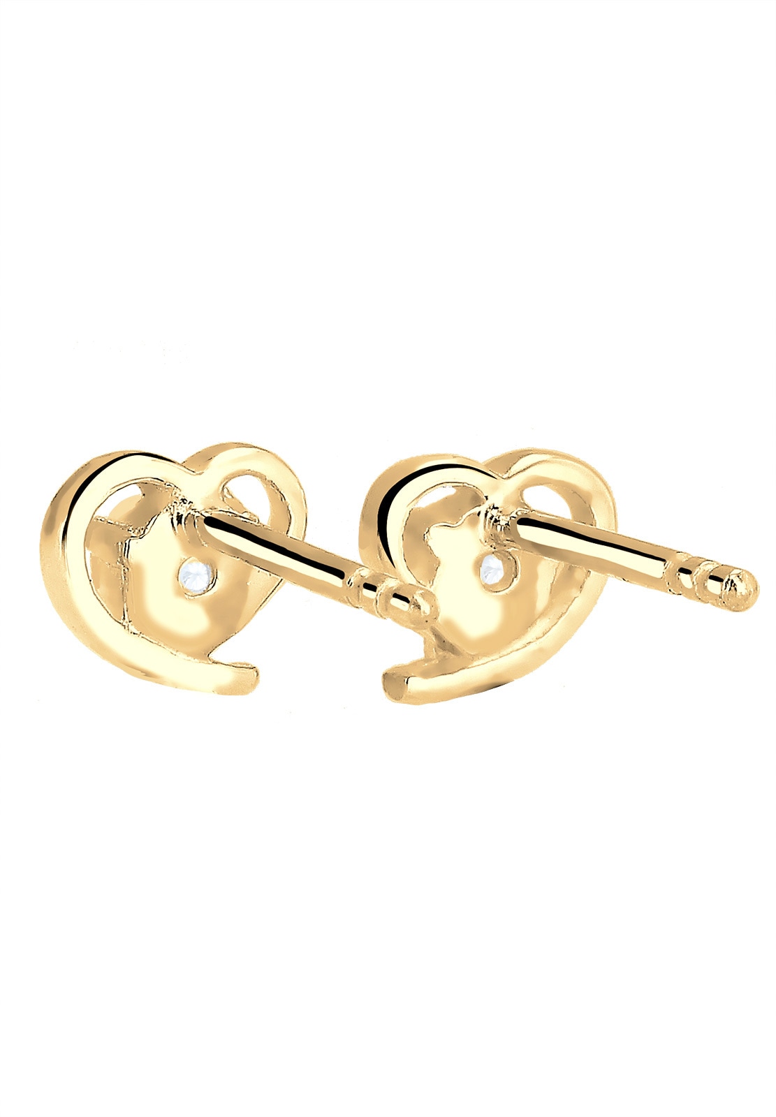 Elli Premium Paar Ohrstecker »Herz Zirkonia 585 Gelbgold«