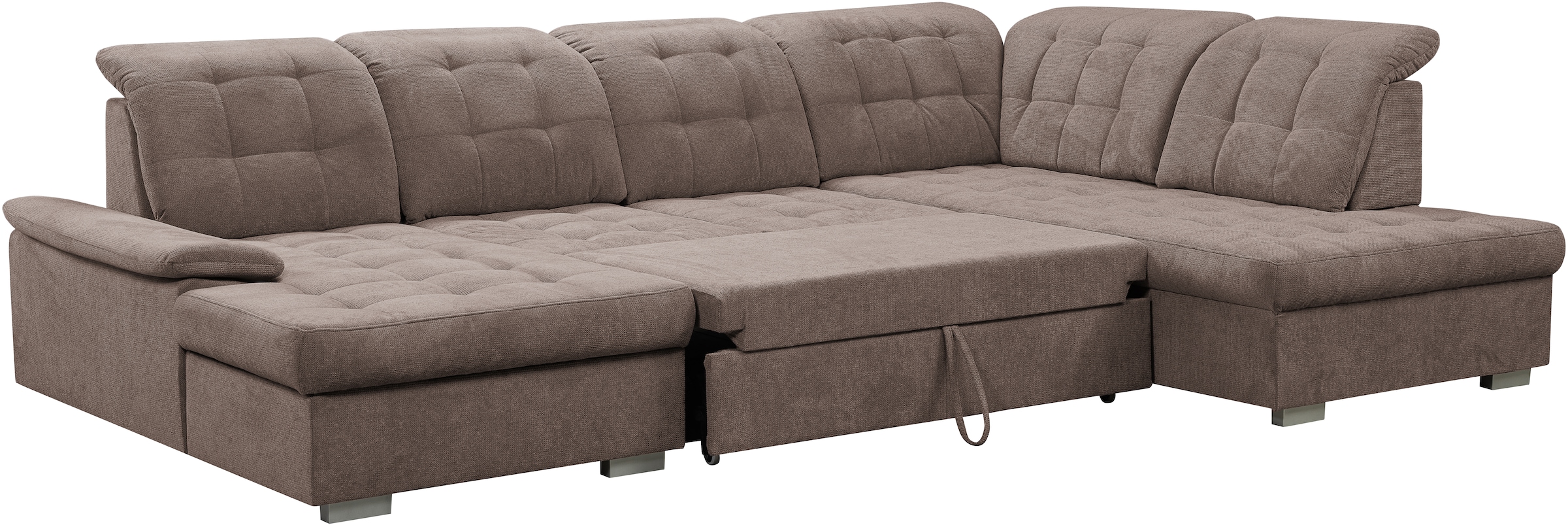 WERK2 Wohnlandschaft »Kordula-New U-Form«, Sofa in U-Form mit Schlaffunktion & Bettkasten, Schlafcouch