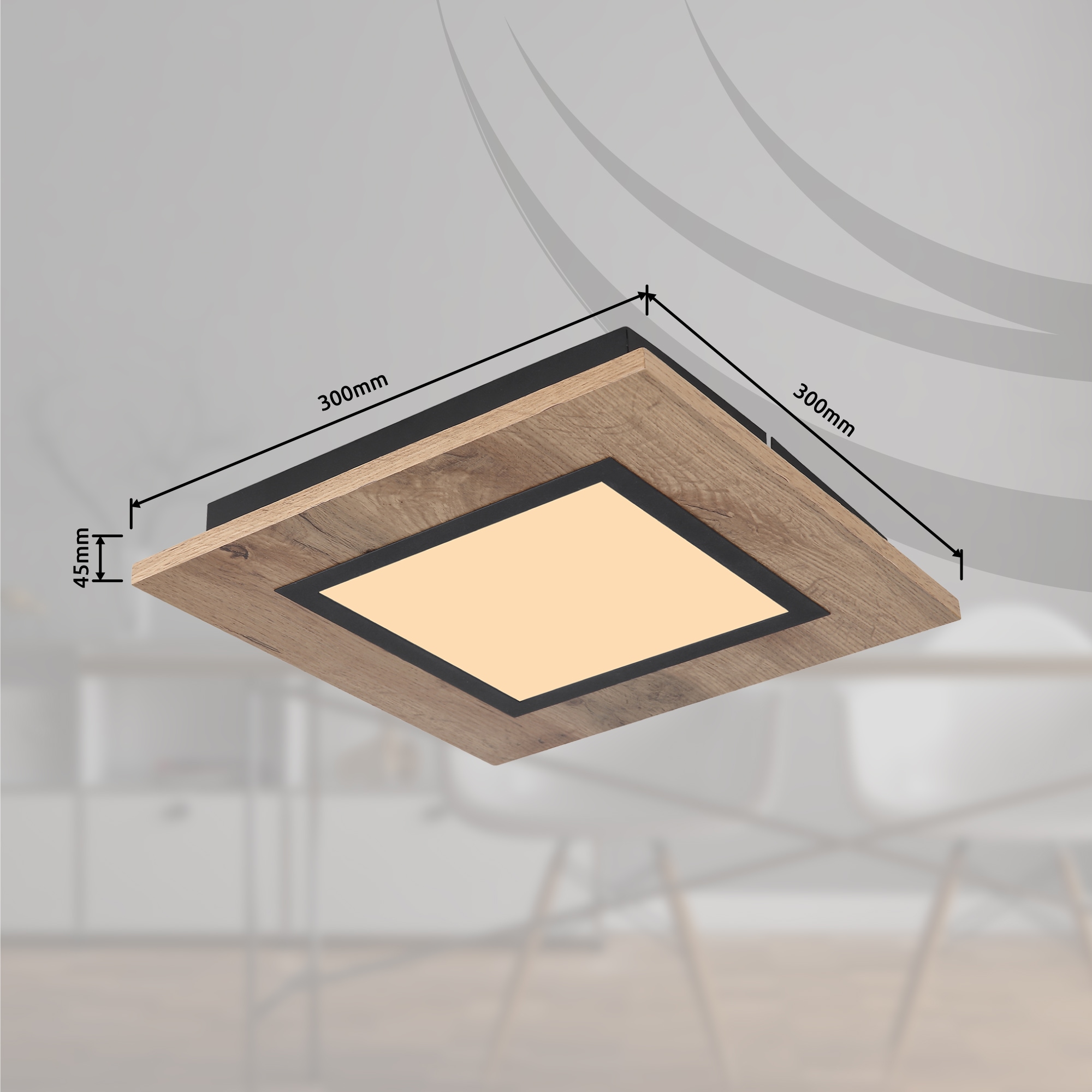 GLOBO LIGHTING LED Deckenleuchte »LEA« LED-Modul Warmweiß Deckenlampe/Wohnzimmer/Schlafzimmer/modern/Holz