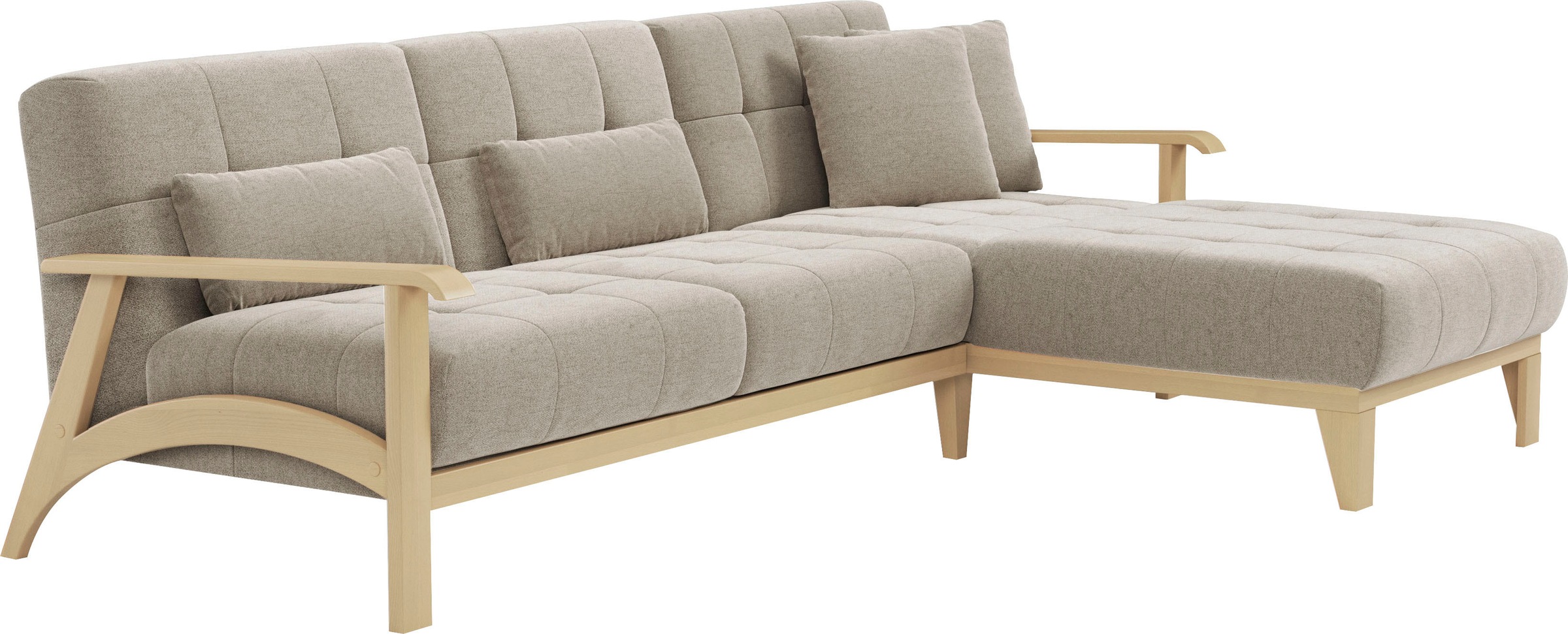 sit&more Ecksofa »Billund L-Form«, Armlehnen aus Buchenholz in natur, verschiedene Bezüge und Farben