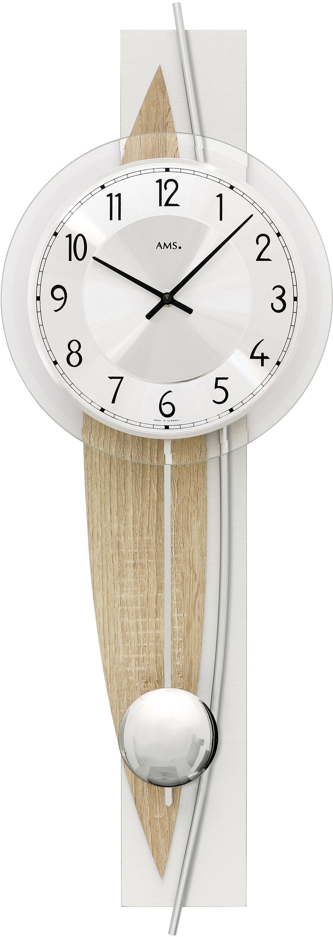 AMS Pendelwanduhr »W7455«, Quarzuhr, Holz-/Aluminiumgehäuse,Esszimmer,Wohnz günstig online kaufen