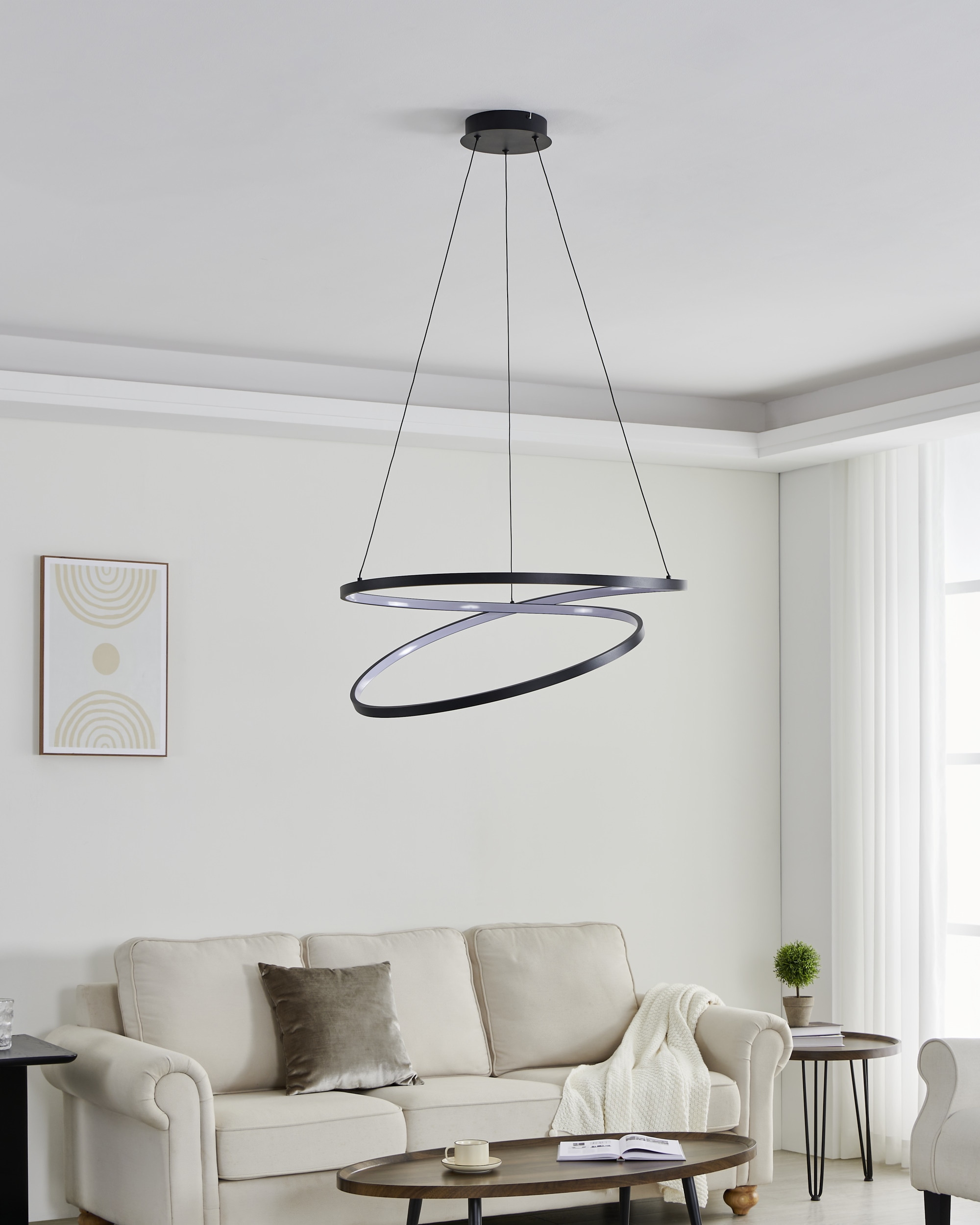 EGLO Hängeleuchte »RUOTALE Pendellampe - Alu, Stahl - LED - 42W - IP20« LED-Modul 1 Stk. Warmweiß Hängelampe, Deckenlampe, Wohnzimmer, Esszimmer, H150 x Ø70 cm