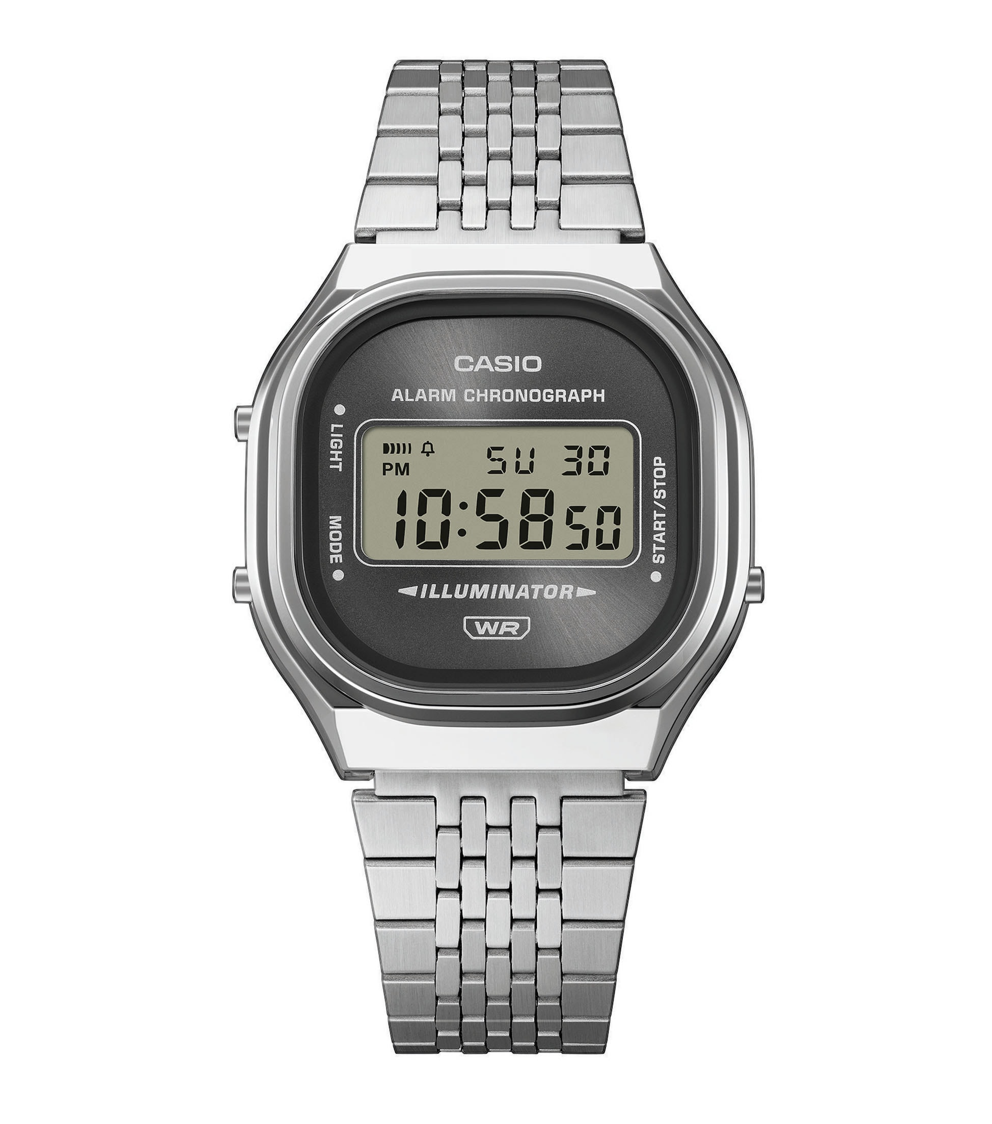 CASIO VINTAGE Chronograph Quarzuhr, Armbanduhr, Damenuhr, Herrenuhr, Edelstahlarmband, digital