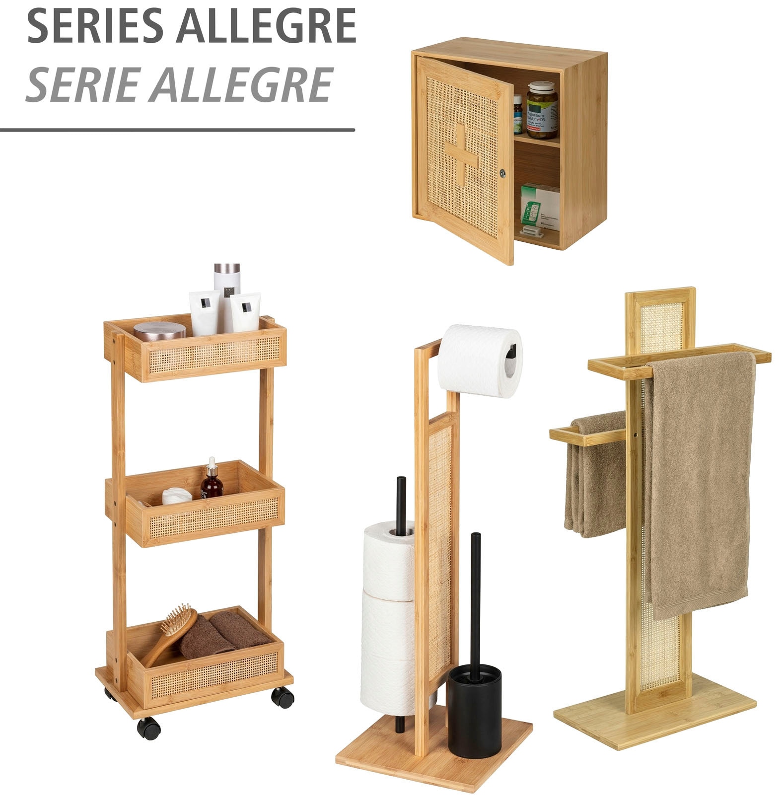 WENKO Badorganizer »Allegre« mit Schublade, aus Bambus und Rattan