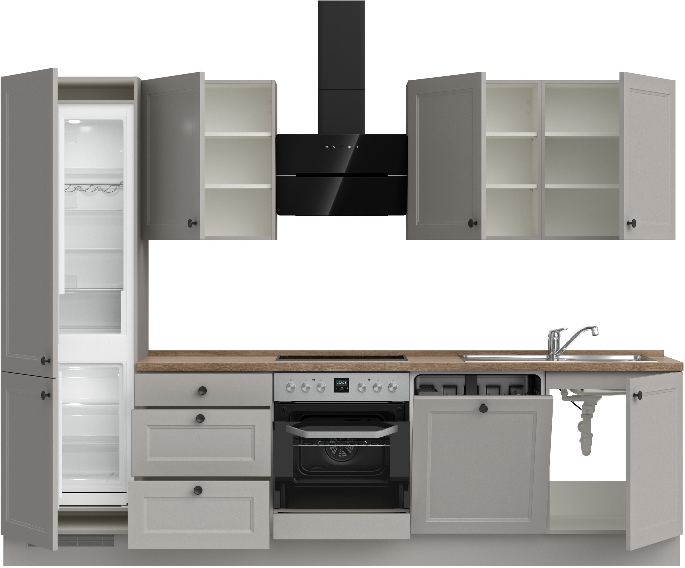 nobilia® Küchenzeile »"Cascada II"«, vormontiert, Breite 300 cm, Ausrichtung wählbar, wahlw. mit E-Geräten