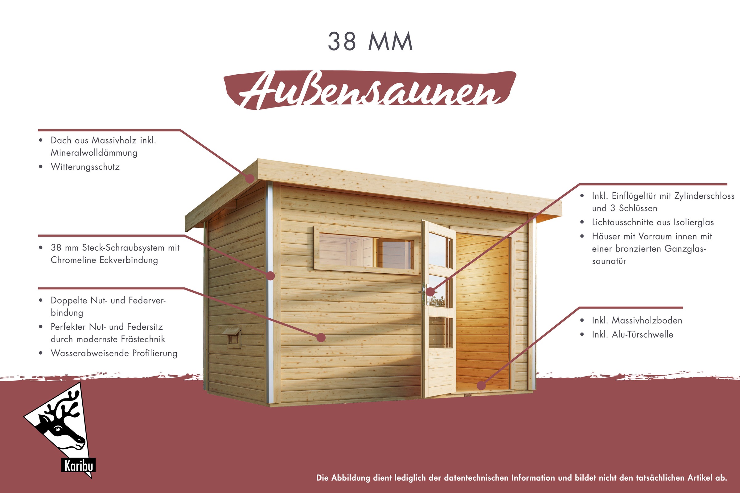 Karibu Saunahaus »Ralf«, klassiche Tür