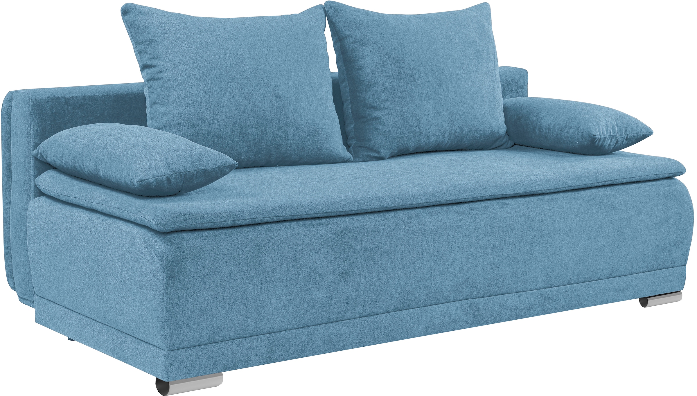 WERK2 Schlafsofa »Biggi, komfortabel & elegant, Schlaffunktion, Bettkasten, Breite 260cm«, inkl. losen Kissen, Struktur weich, hellblau