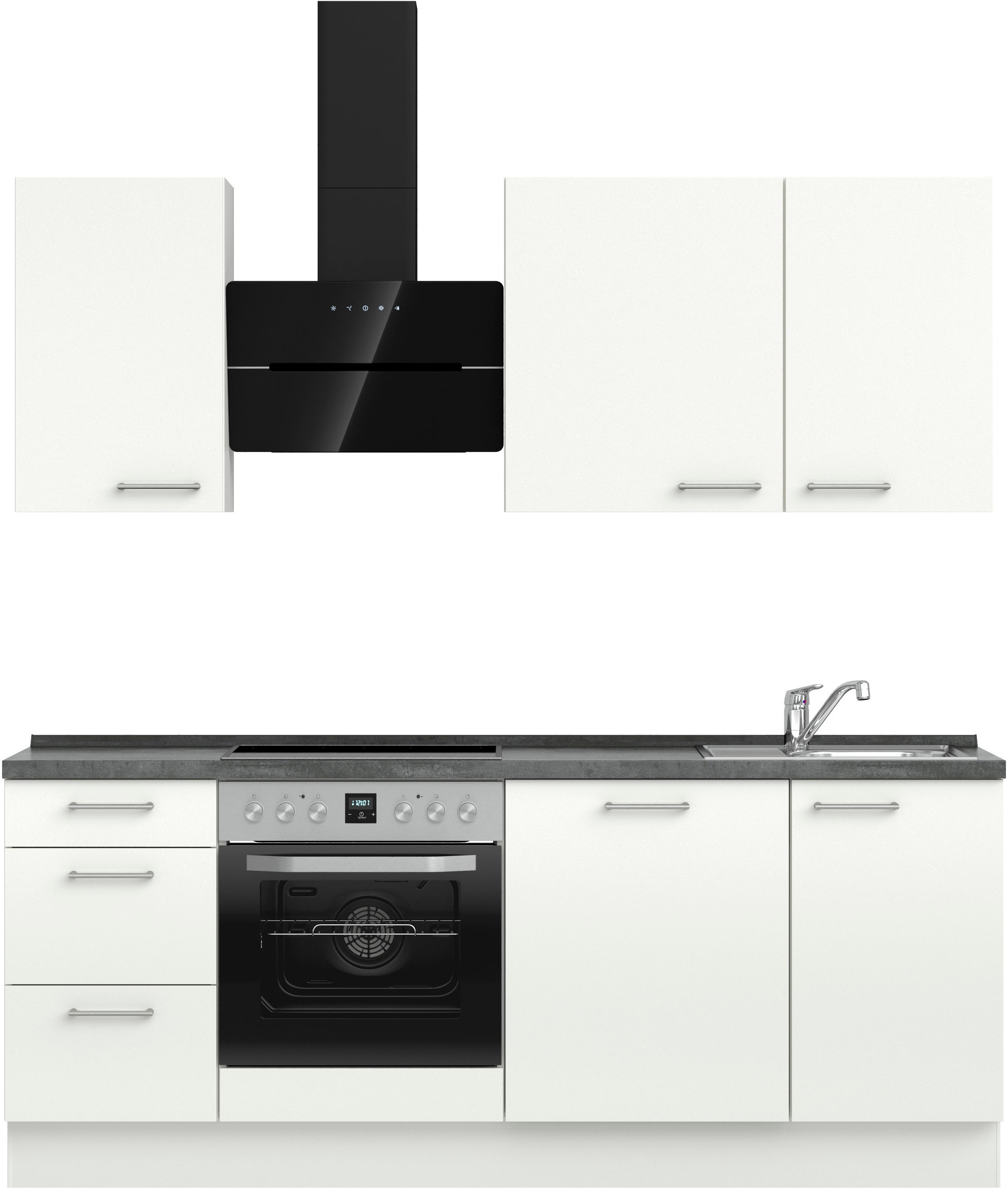 nobilia® Küchenzeile »"Laser II", Ausrichtung wählbar, Breite 210 cm« vormontiert, wahlw. mit unterschiedlichen E-Geräten-Sets