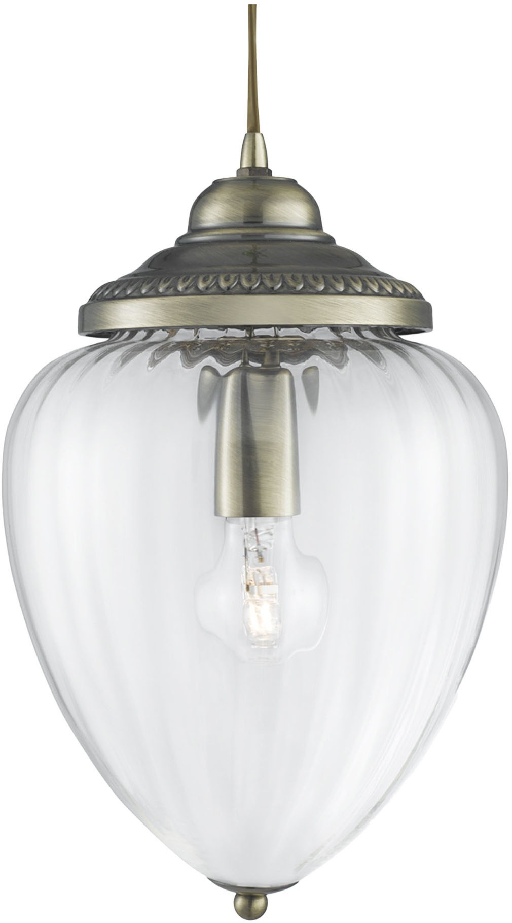 Searchlight Pendelleuchte »Moscow Pendelleuchte - Antikes Messing und geripptes Glas« E27 1 Stk.