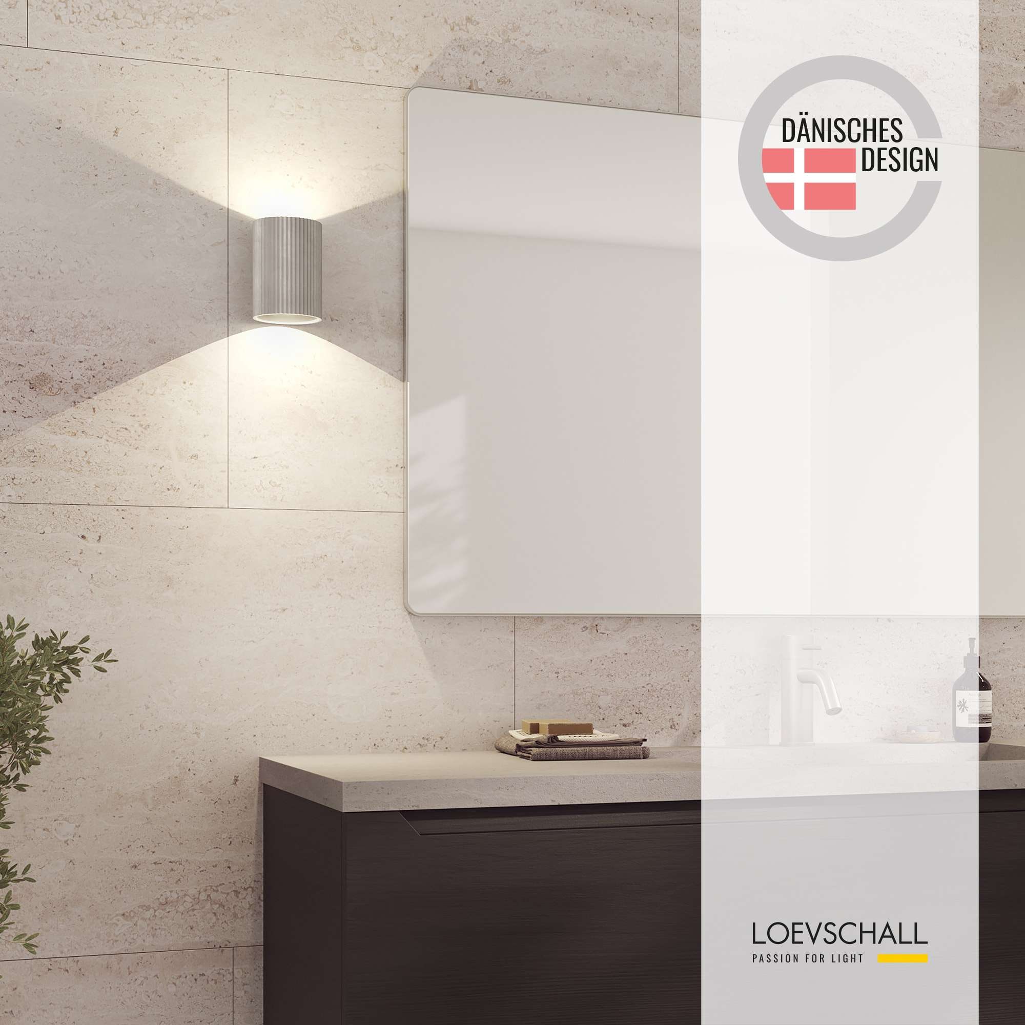 Loevschall Wandleuchte »Sekvens, Modern Wandlampe, Auf-/Ablicht, Dänisches Design«, IP 54 Wasserdicht, Modern design