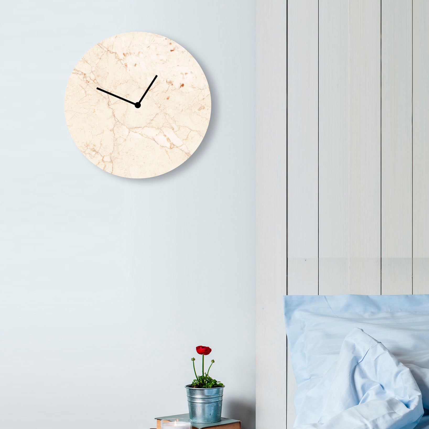 LeGer Home by Lena Gercke Wanduhr »Marmor beige«, rund, Ø 30 cm, aus Acrylglas, geräuschlos