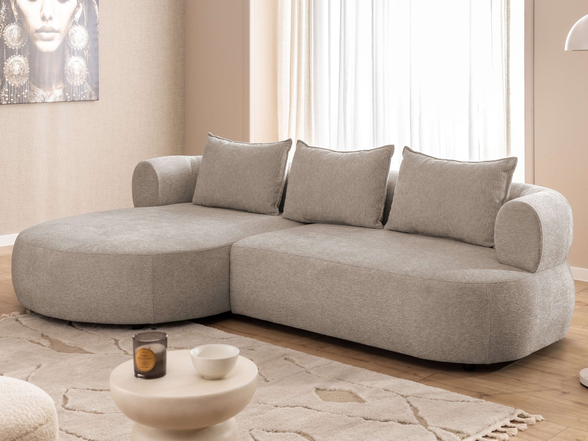 Home affaire Ecksofa »LUSSAC L-Form Design-Sofa mit Zierkissen, Maße B/T/H: günstig online kaufen