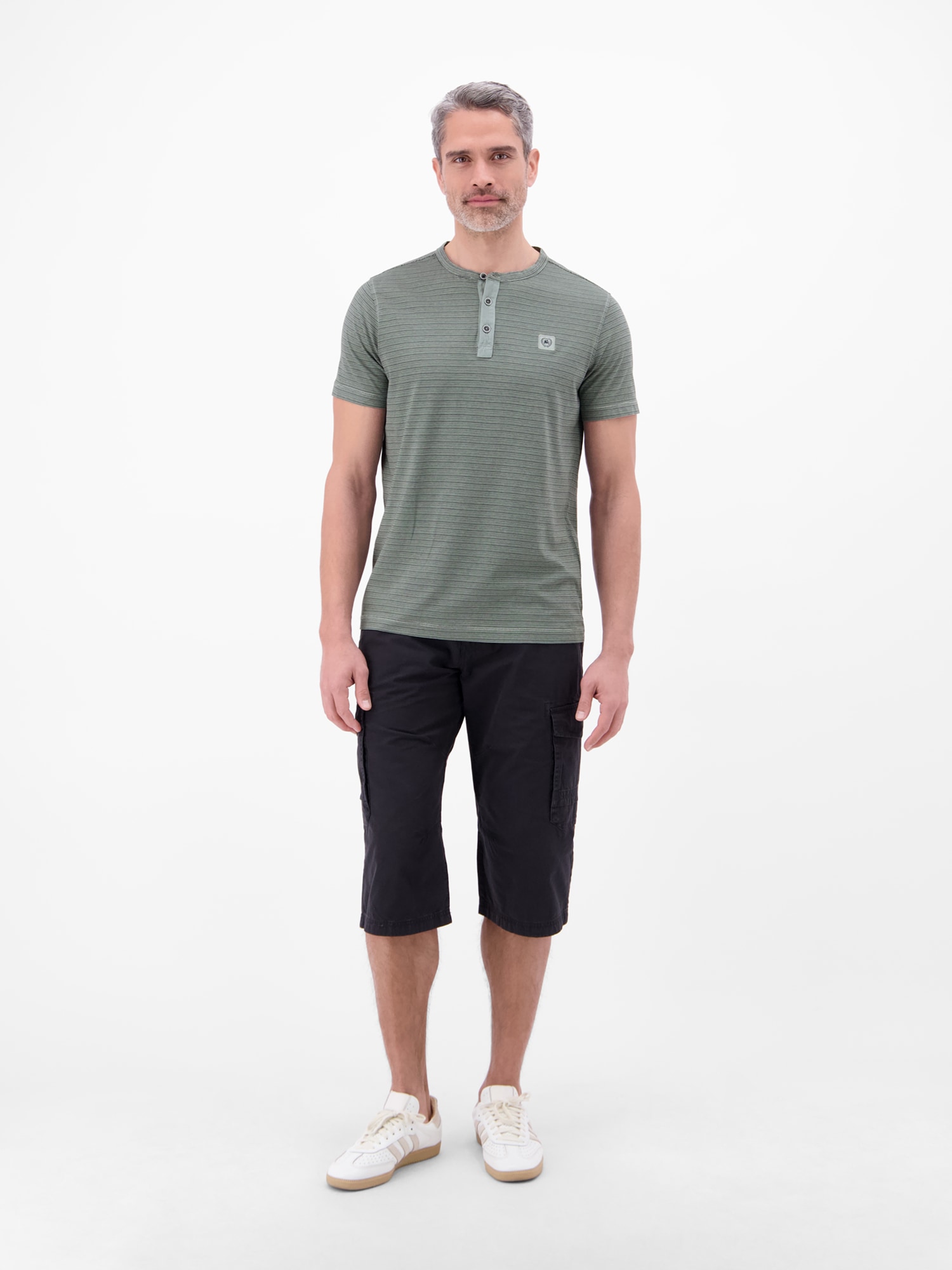 LERROS Kurzarmshirt mit Serafino-Kragen