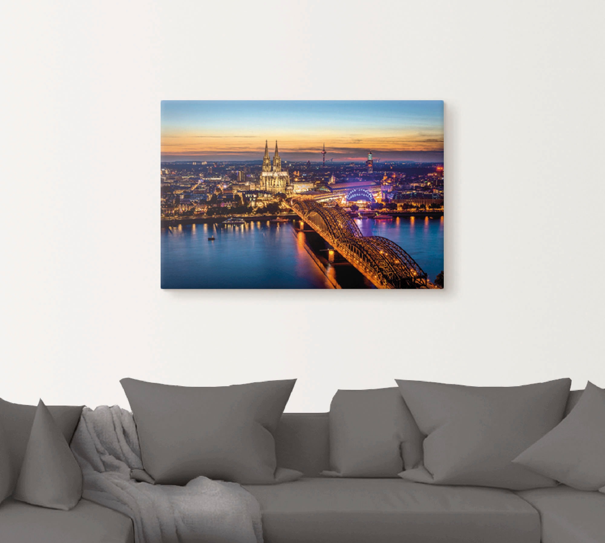 Artland Leinwandbild »Erleuchtetes Köln von oben« Deutschland 1 Stk. tlg. a günstig online kaufen