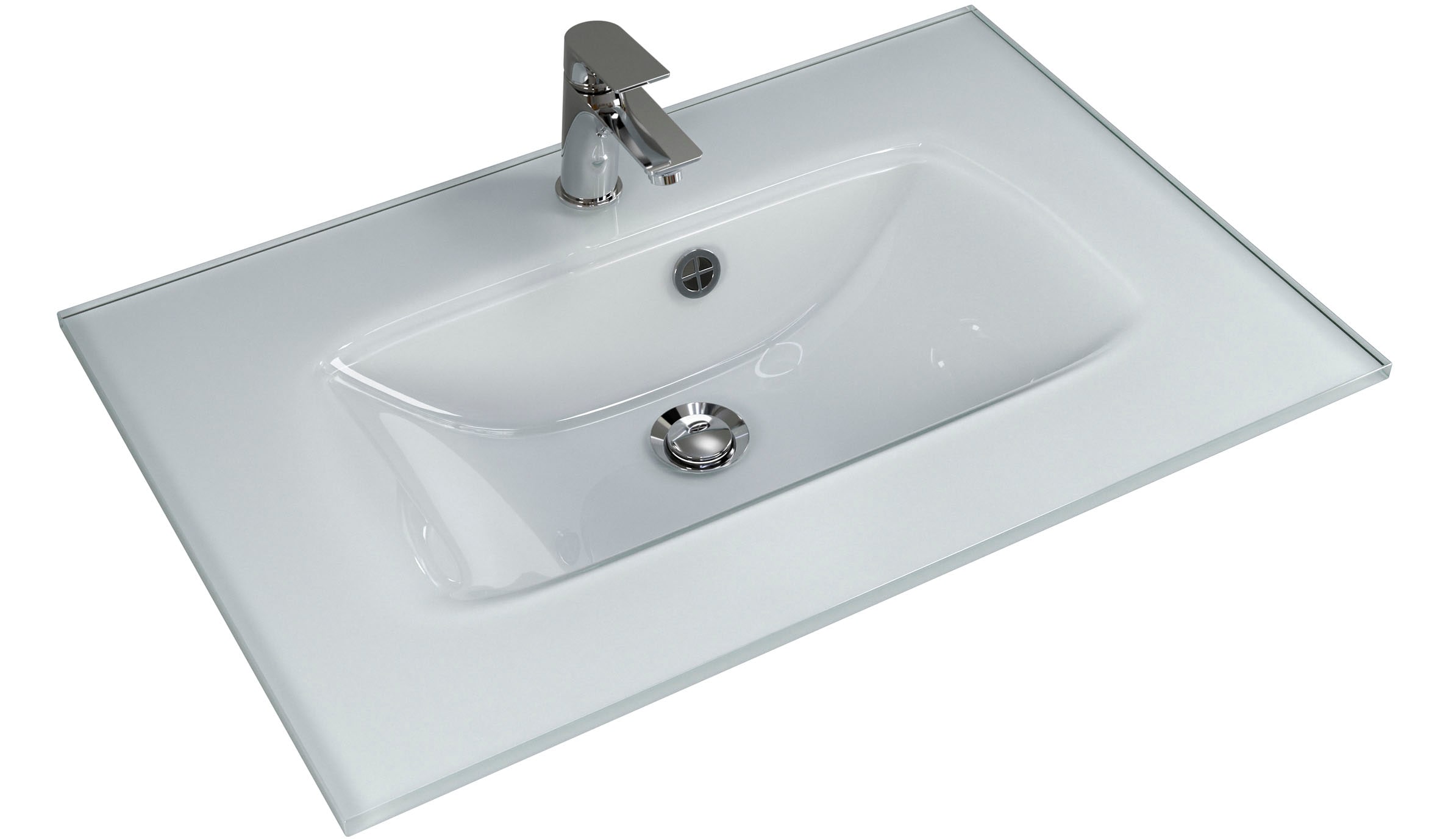 Saphir Badmöbel-Set »Trentino 2-teilig Glas-Waschtisch, Spiegelschrank mit LED-Leuchte«, (3 St.), Badmöbel-Set 77cm breit, inkl. Türdämpfer, 3 Türen, 2 Auszügen