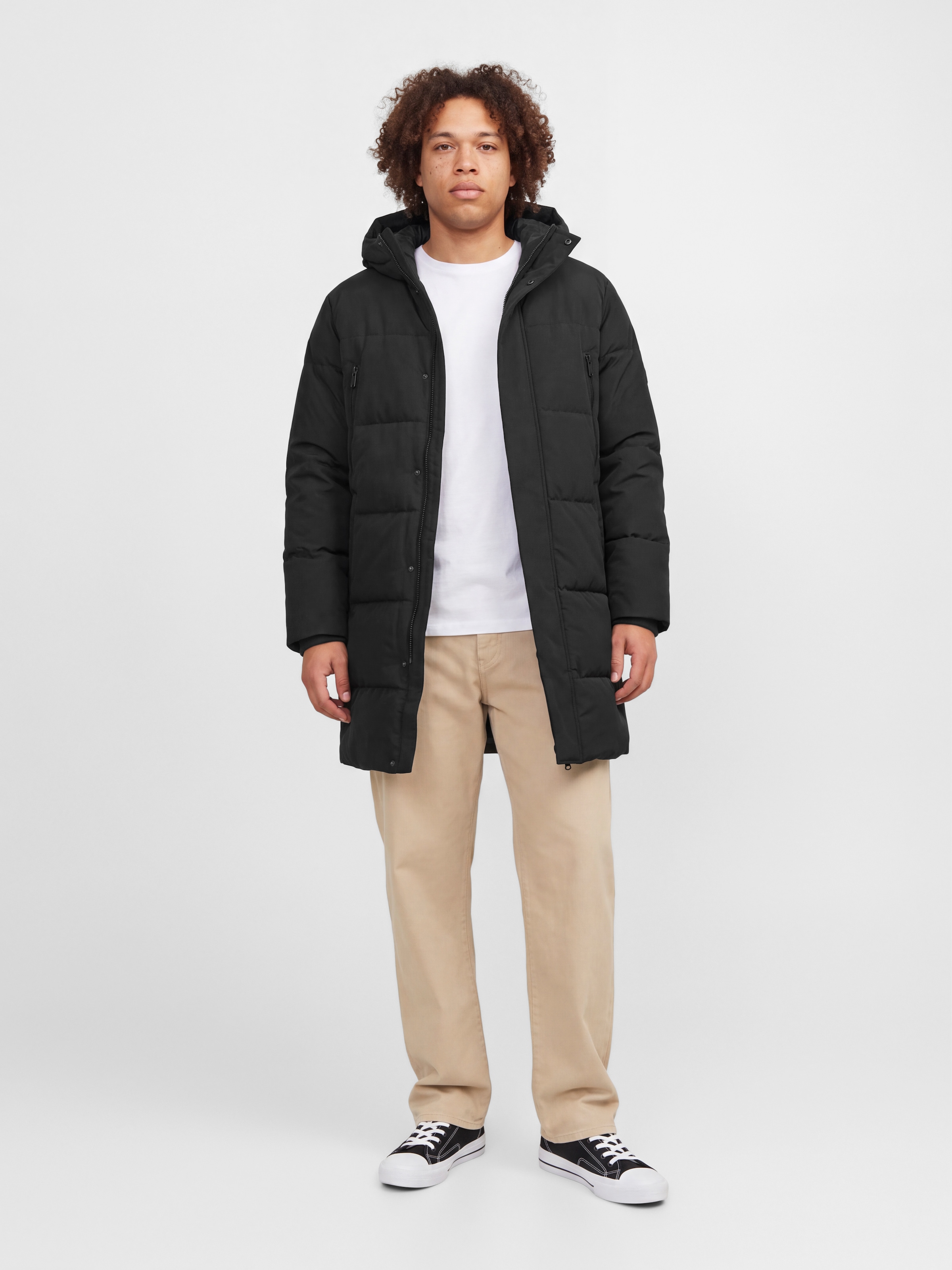 Jack & Jones PlusSize Steppjacke »JJEBECKS LONG PUFFER SN PLS« mit Kapuze Kunstfaser, länger geschnitten
