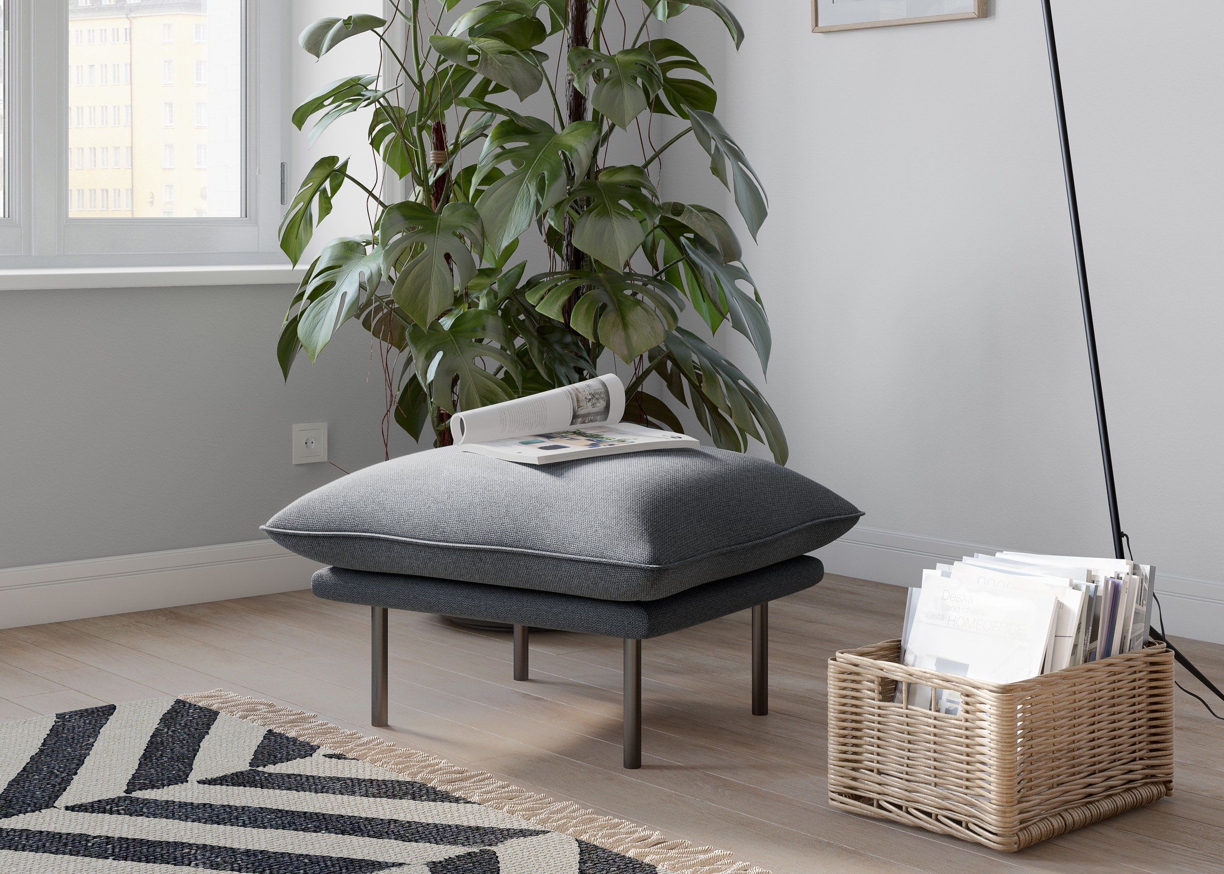 andas Polsterhocker »Stine«, Besonderes Design durch Kissenoptik und Keder, by Morten Georgsen