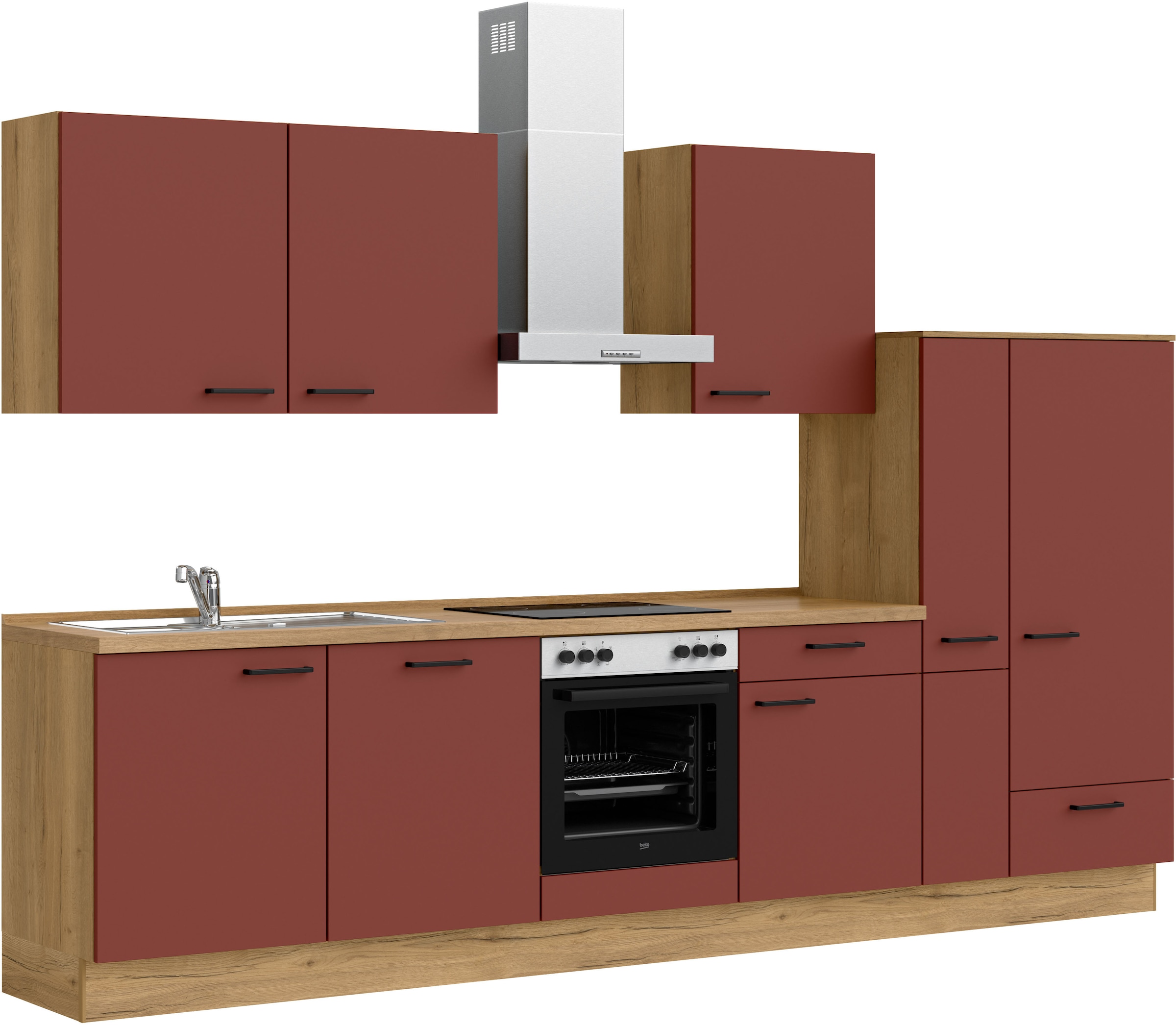nobilia® Küchenzeile »"Easytouch I"«, vormontiert, Ausrichtung wählbar, Breite 330 cm, wahlw. mit E-Geräten