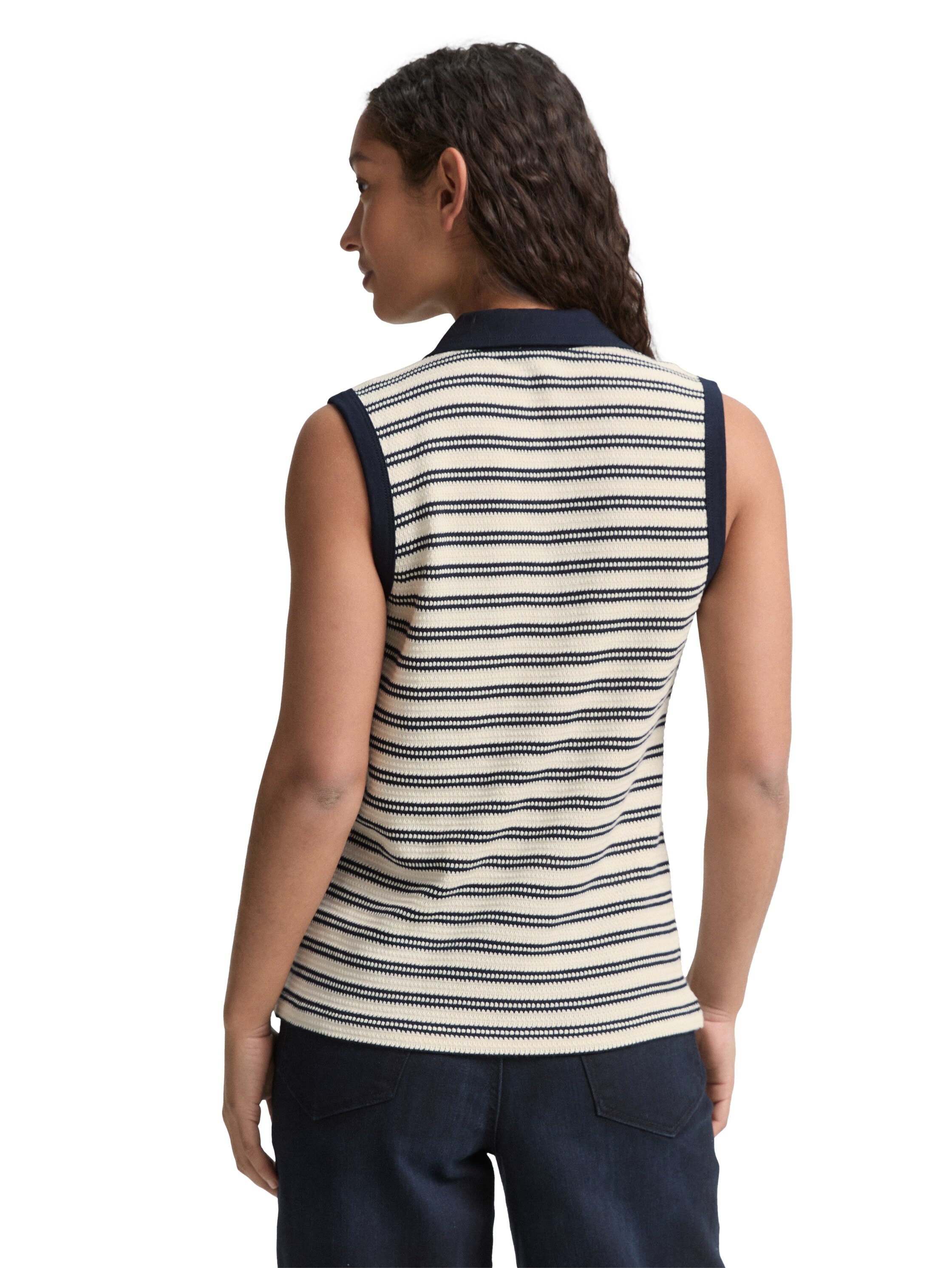 TOM TAILOR Stricktop, in Streifen-Optik und mit Polokragen