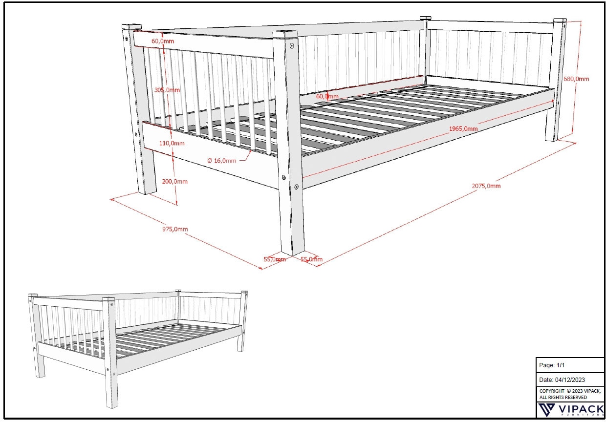 Home affaire Einzelbett, (Made in Europe), mit LF 90x200 cm, wahlweise mit o. ohne Bettschublade, Buche weiß