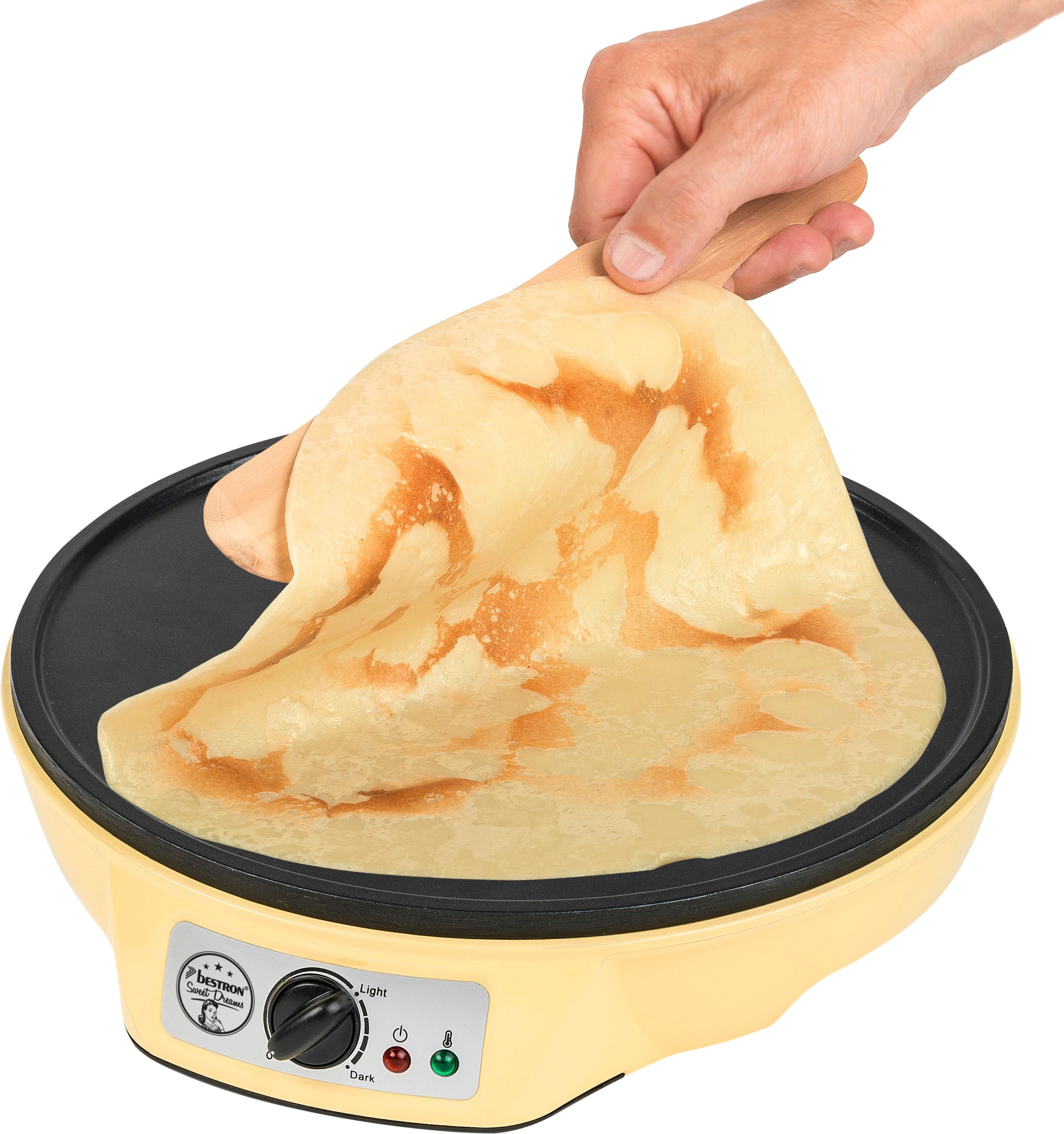 bestron Crêpesmaker »ASW602 im Retro Design, für Crepes mit Ø 30 cm«, 1000 W, Ø 30 cm, inkl. Teigverteiler & Crêpes-Wender, Antihaftbeschichtung