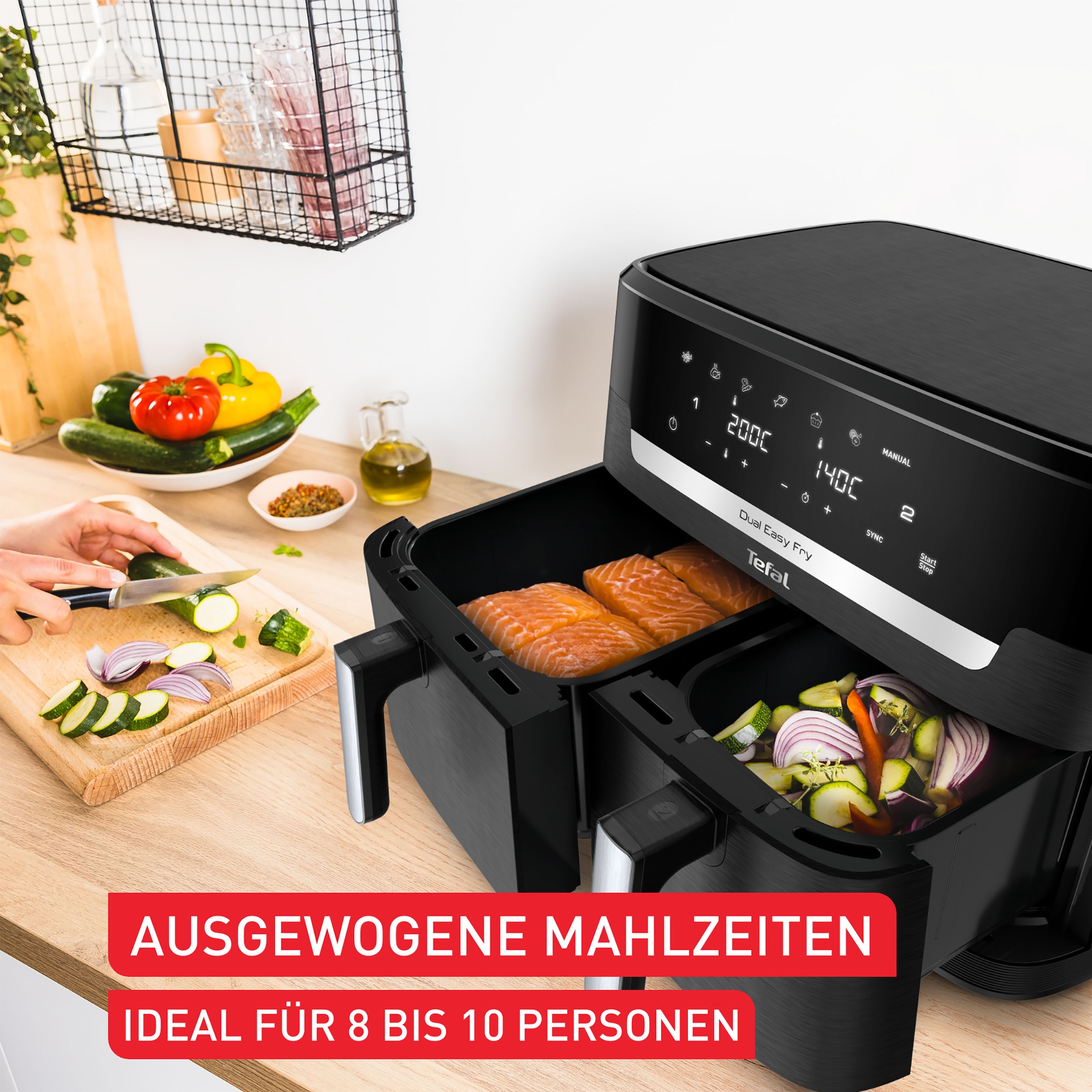 Tefal Heißluftfritteuse »EY9428 Dual Easy Fry XX«, 2700 W, 2 Schubladen, 6,5l + 4,5l, 7 voreingestellte Programme, Rezepte-App