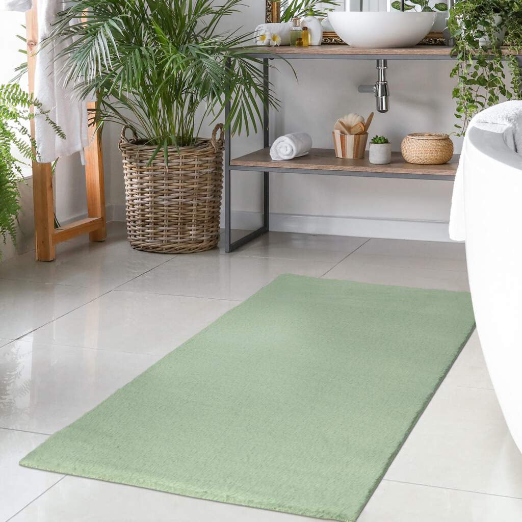 Carpet City Badematte »Topia Mats, Badteppich uni«, rutschhemmend beschichtet, strapazierfähig, Hochflor, Kaninchen Haptik, Polyester, Badezimmerteppich, waschbar