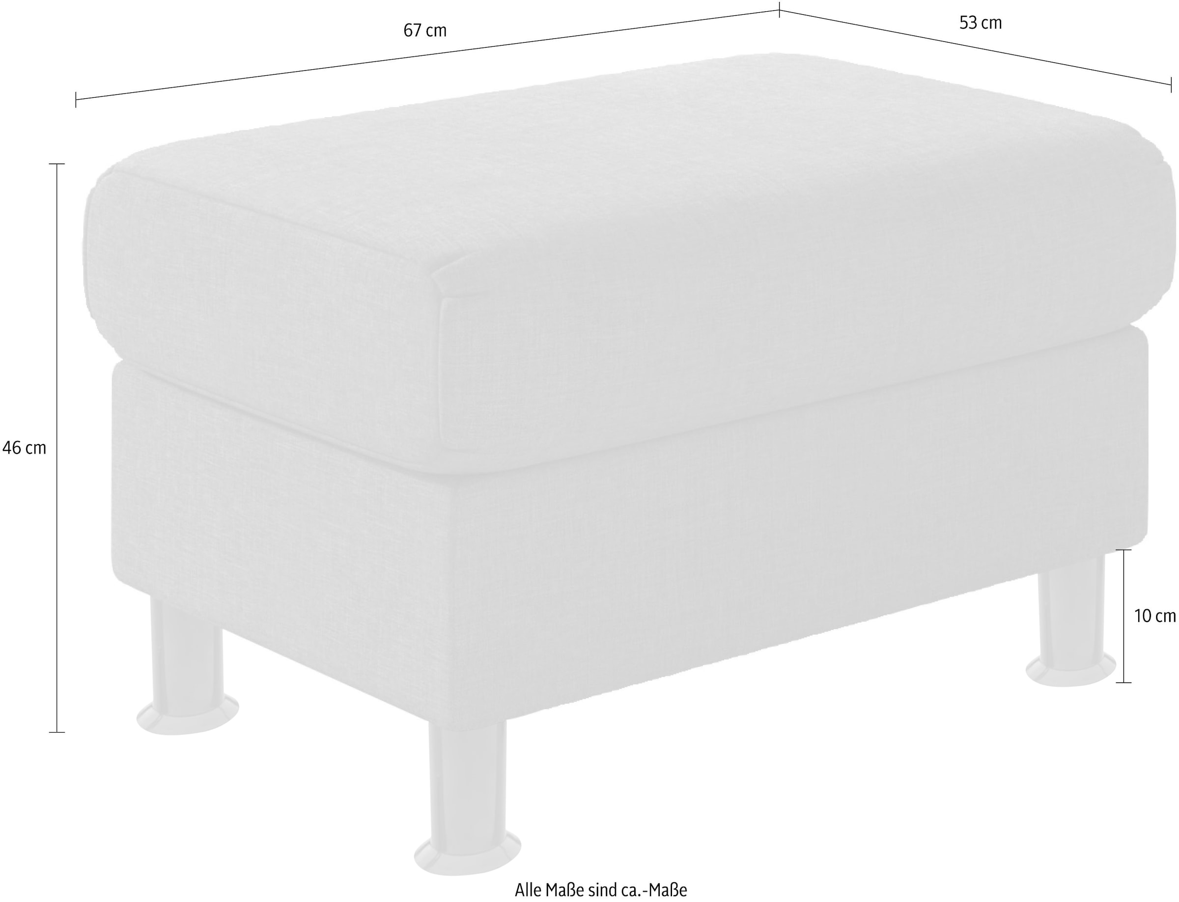 TRENDMANUFAKTUR Hocker »Rondo, Polsterhocker zur Serie, Breite 67 cm, Füße schwarz« Fußhocker wahlweise mit Federkern, in verschiedenen Bezügen bestellbar