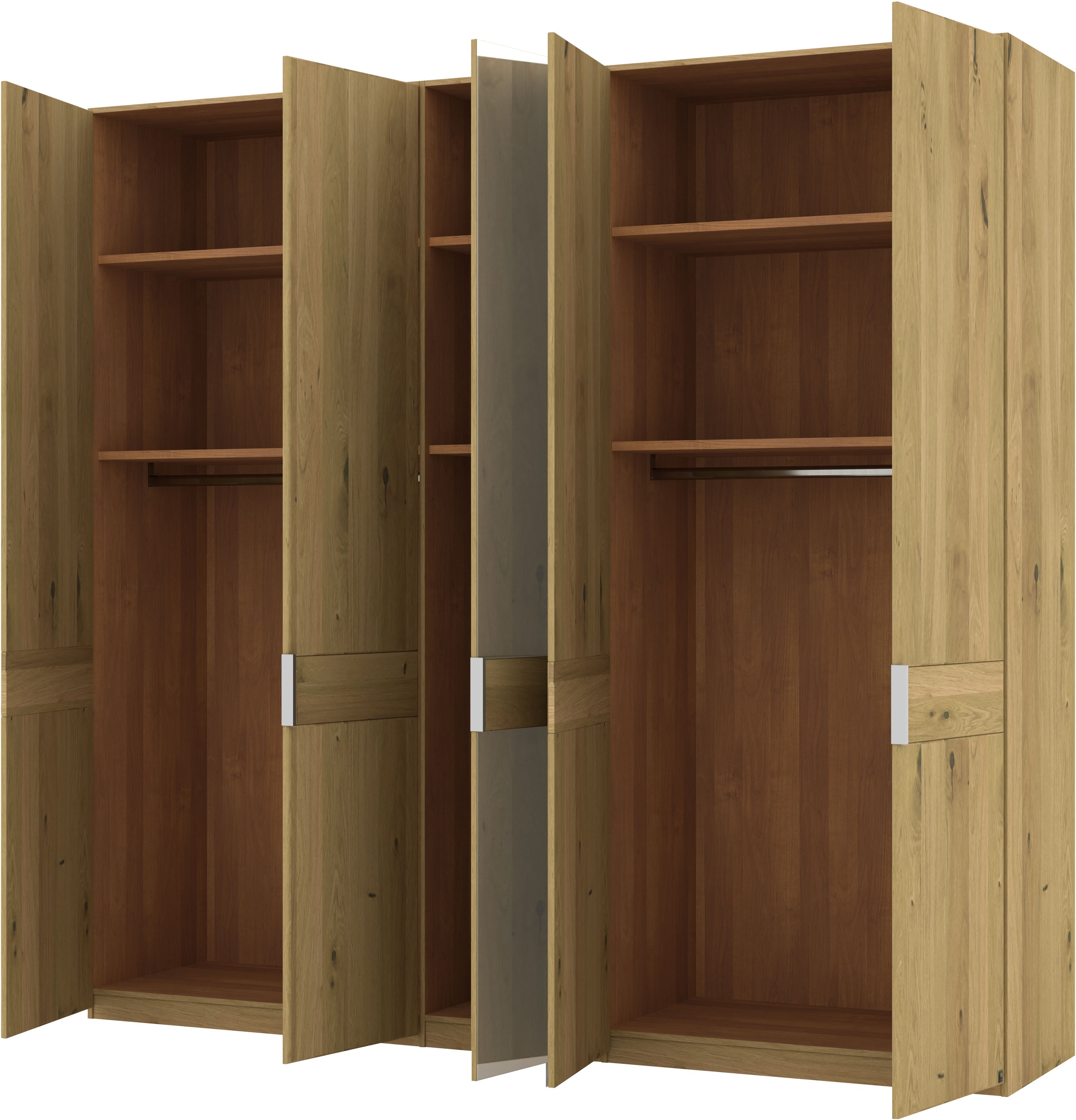 Musterring Drehtürenschrank »Savona, Kleiderschrank, Schrank, Garderobe, teilmassiv Eiche«, (mit Türdämpfern, mit Spiegel oder Glas, extra Böden, MADE IN GERMANY), Türen in Bianco-Eiche massiv, Spiegel-/Glastüren, verschiedene Größen