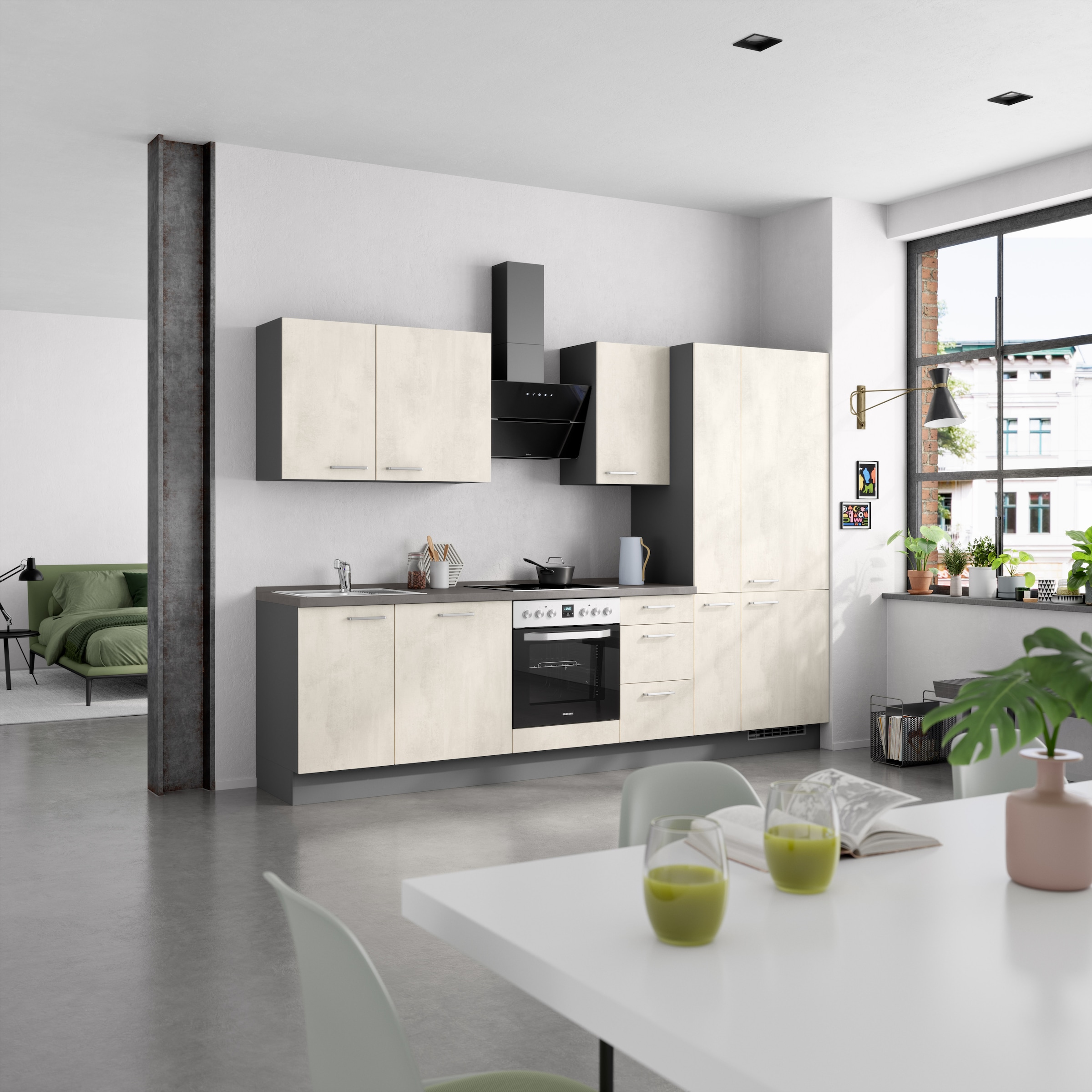 nobilia® Küchenzeile »"Riva II"« vormontiert, Ausrichtung wählbar, Breite 300 cm, wahlw. mit E-Geräten