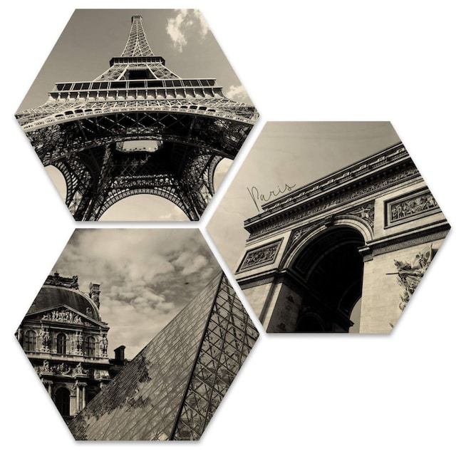 Wall-Art Mehrteilige Bilder »Impression Paris Stadt Collage«, (Set, 3 St.)  auf Raten kaufen