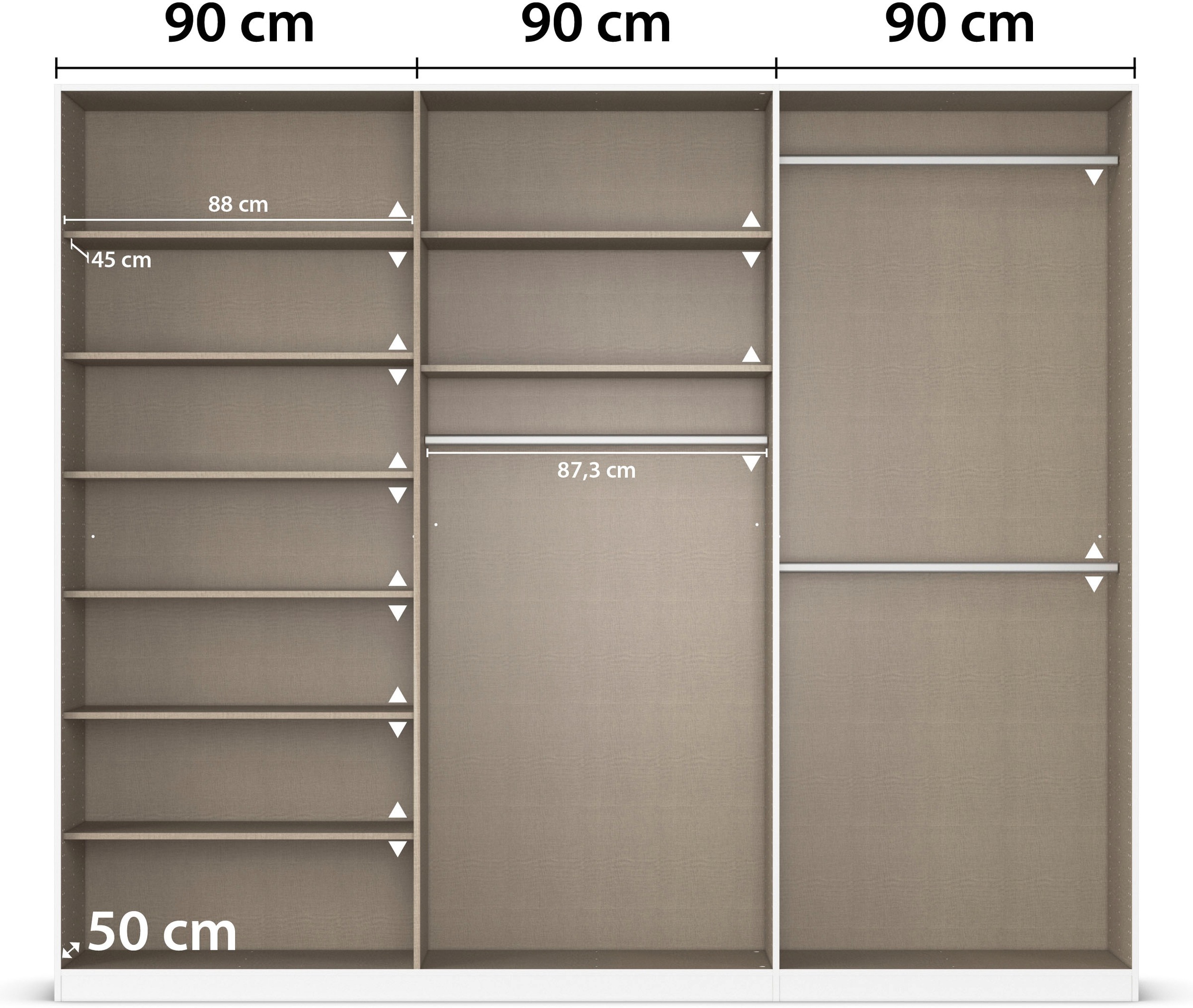 rauch Drehtürenschrank »Kleiderschrank Kleiderschränke Schrank Garderobe AGORDO mit Glasfront«, (in zwei Griff-Farben), durchdachte Innenausstattung, in 6 Breiten und 2 Höhen MADE IN GERMANY