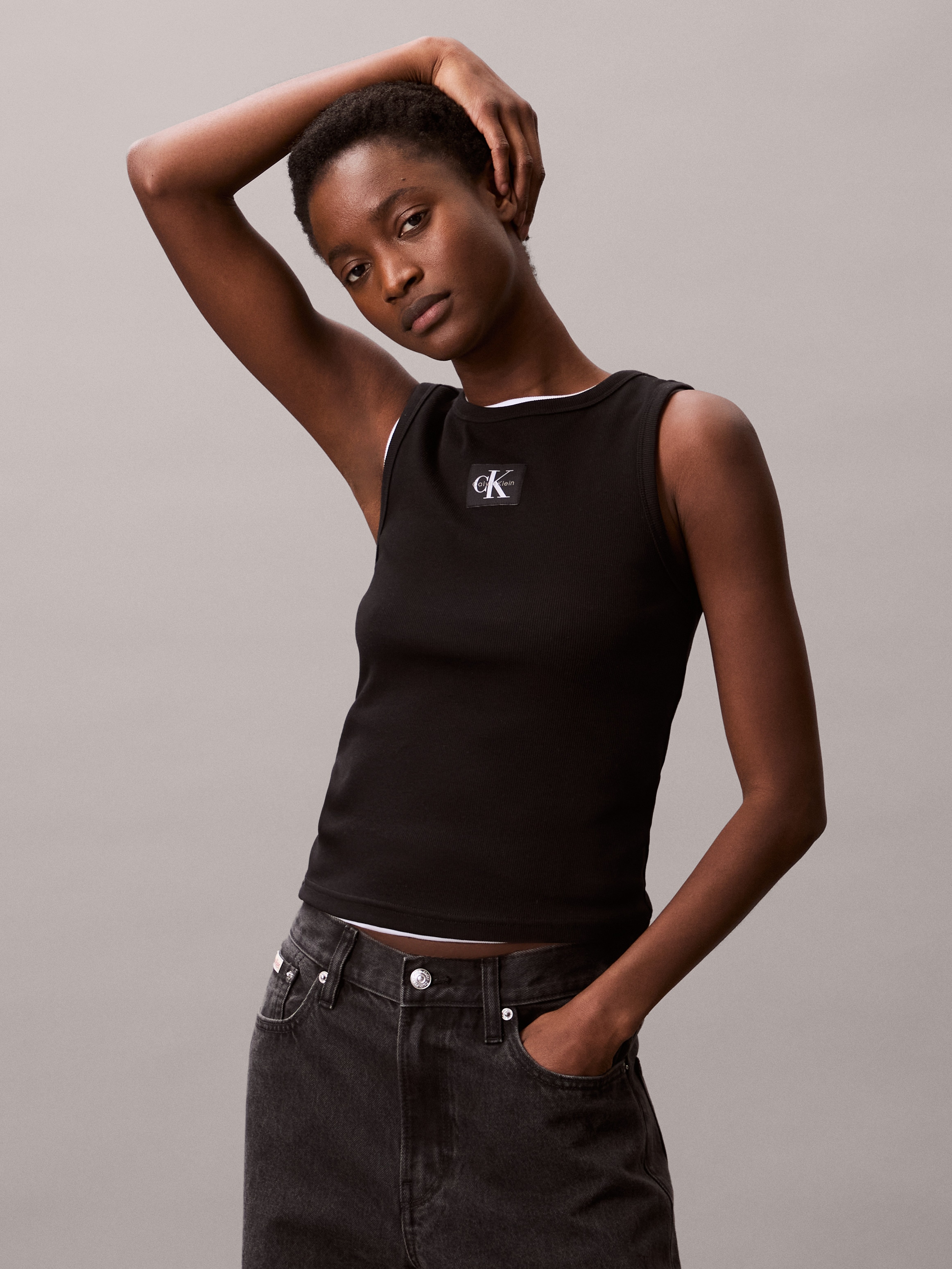 Calvin Klein Jeans Tanktop »A - WVN LBL 2X2 CTTN«, Mit Rundhalsausschnitt