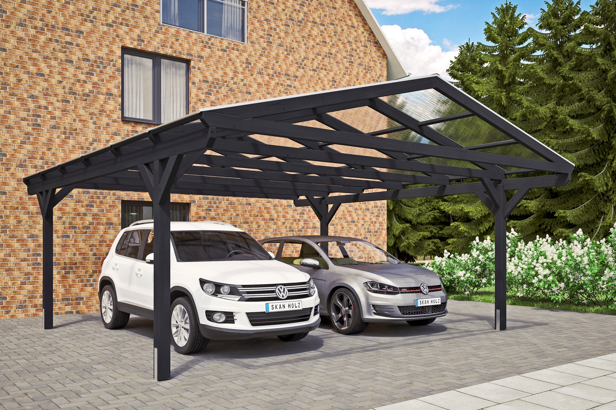 Skanholz Doppelcarport »Westerwald« Massivholz 534 cm Anthrazit günstig online kaufen
