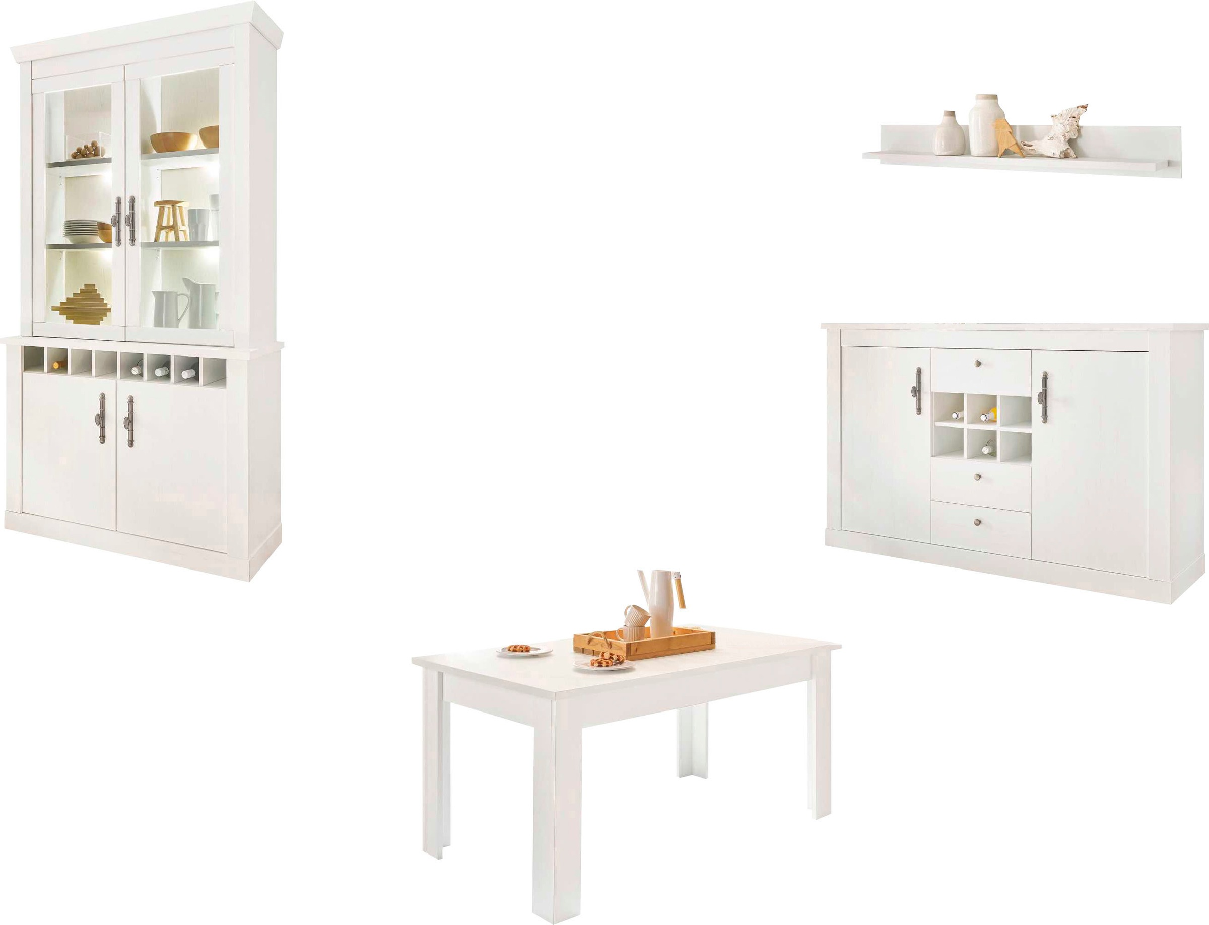 Home affaire Wohnwand »RAVENNA«, (4 St.), im romantischen Landhausstil, Gri günstig online kaufen